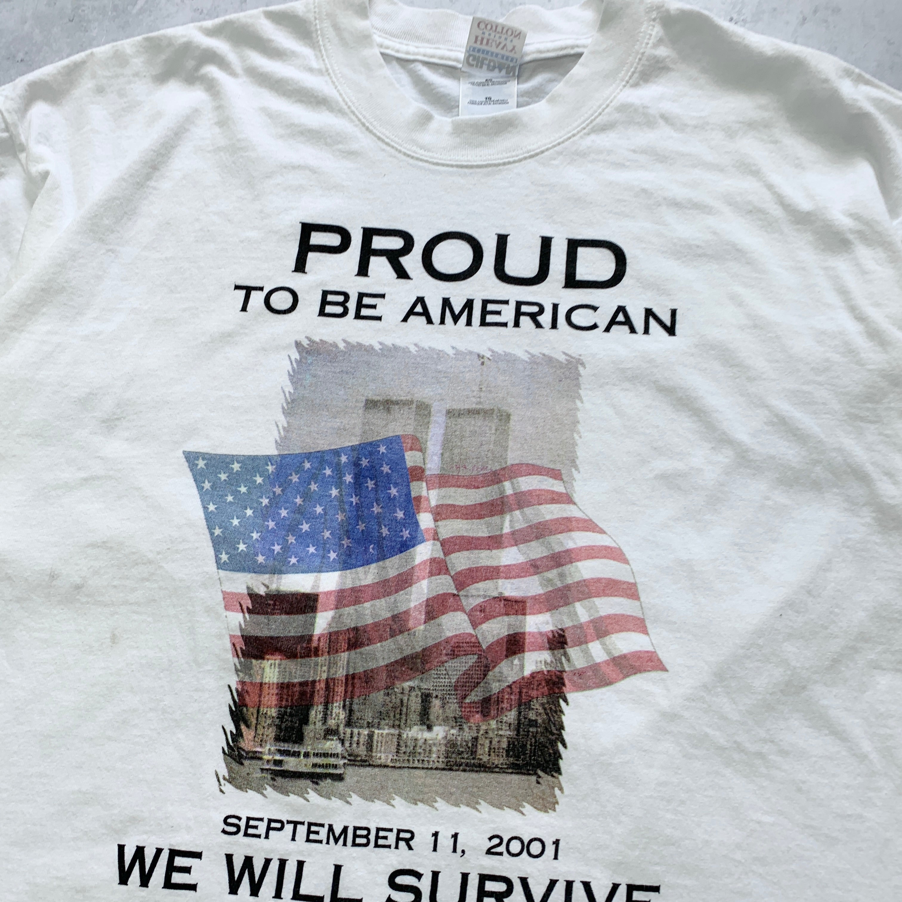 Vintage T Shirt Mens XL White 9/11 Memorial Graphic Print USA