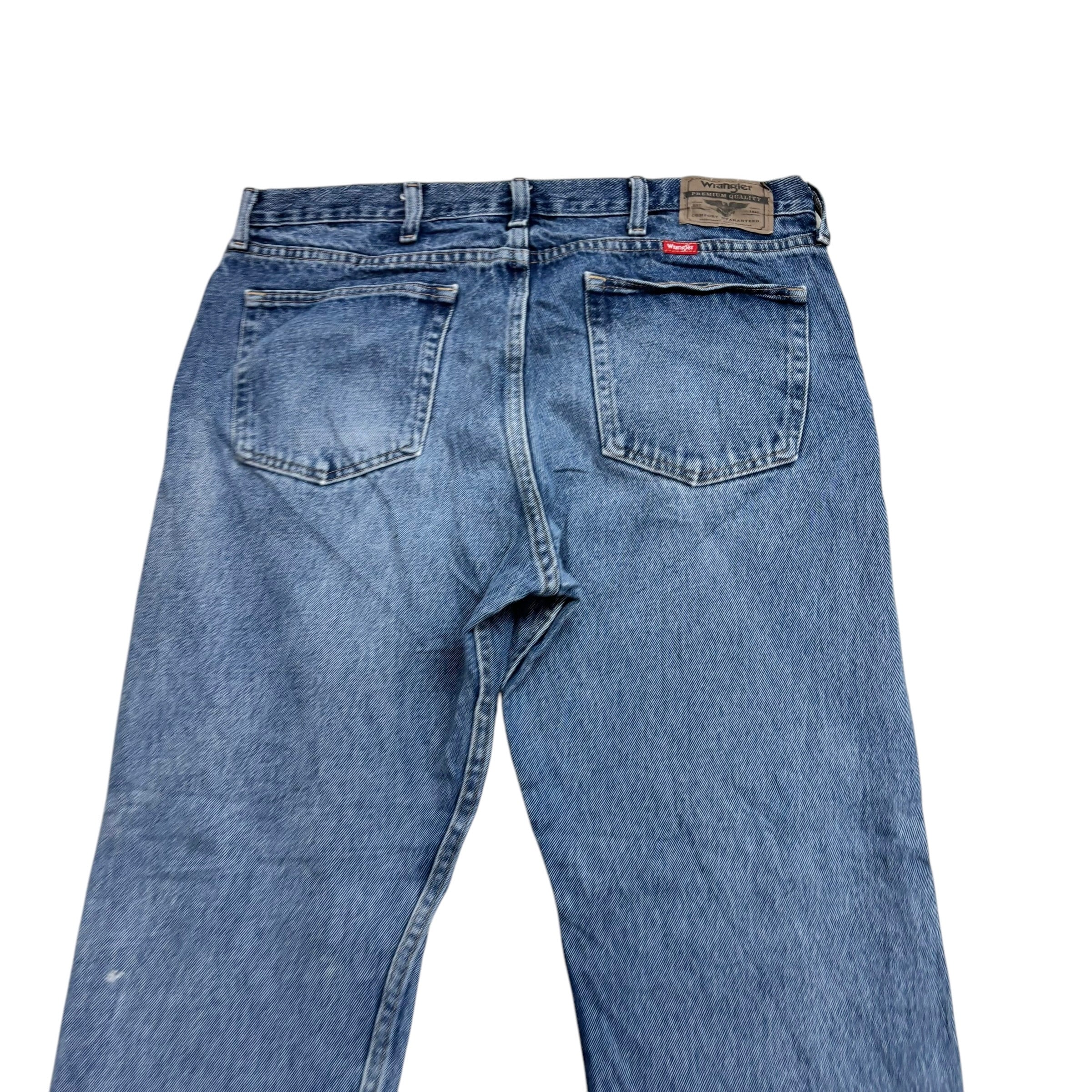 Wrangler Jeans W36 L29 Mens Mid Blue Relaxed Straight Fit Denim (F)