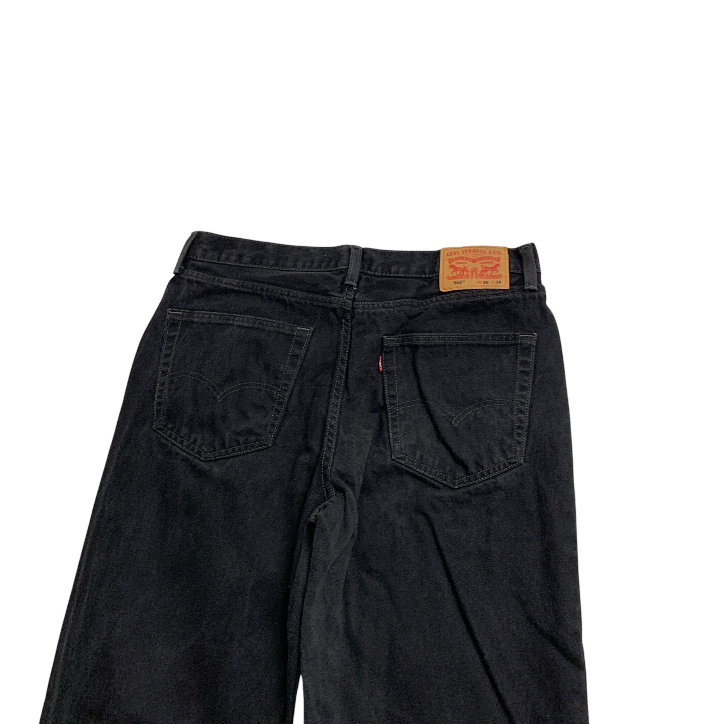 Levis 550 Jeans W36 L34 Mens Black Baggy Relaxed Straight Fit Denim