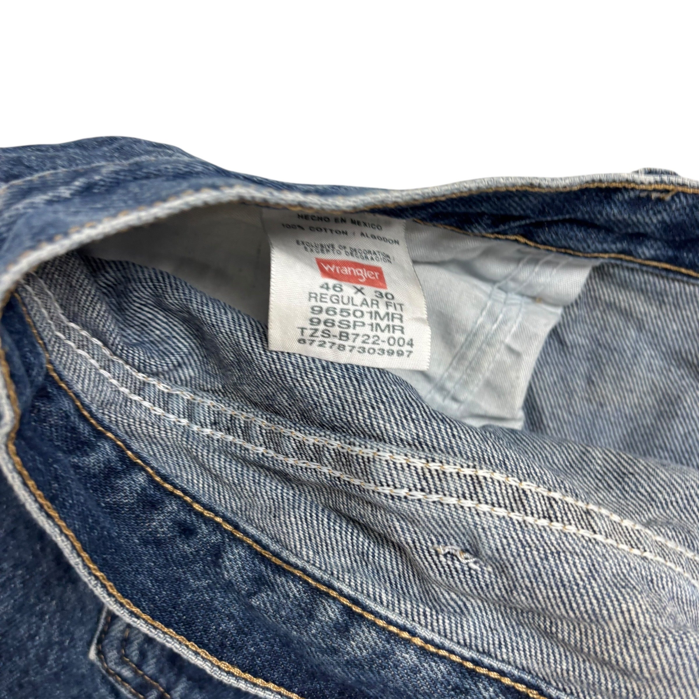 Wrangler Jeans W46 L30 Mens Mid Blue Regular Straight Fit Denim