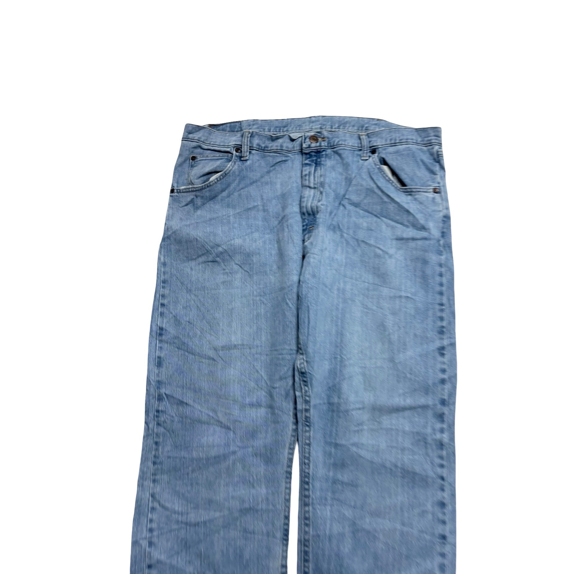 Wrangler Jeans W40 L30 Mens Light Blue Regular Straight Fit Stretch Denim