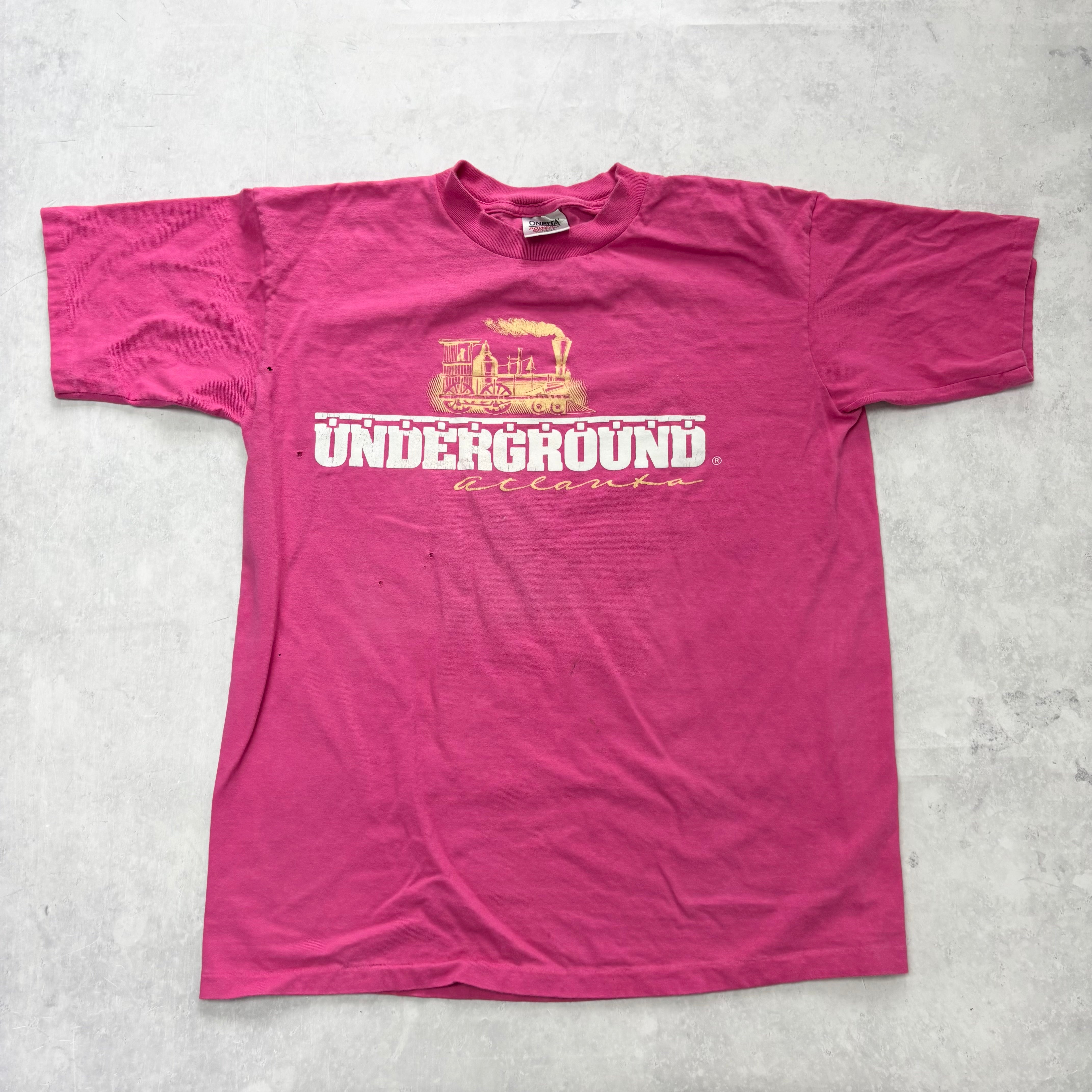 Vintage T Shirt Mens Large Pink Single Stitch Graphic Print 90s USA (F)