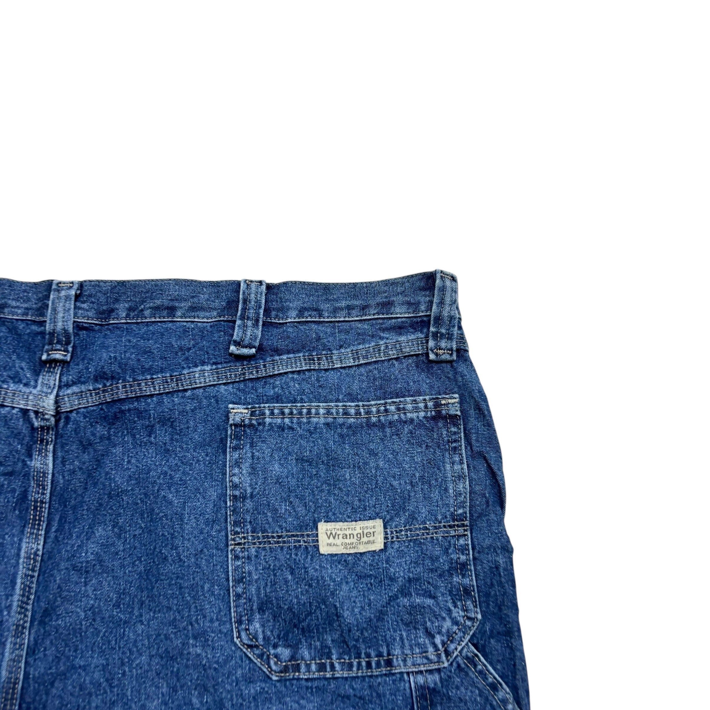 Wrangler Jorts W48 Mens Mid Blue Denim Shorts Baggy Relaxed Carpenter (E)