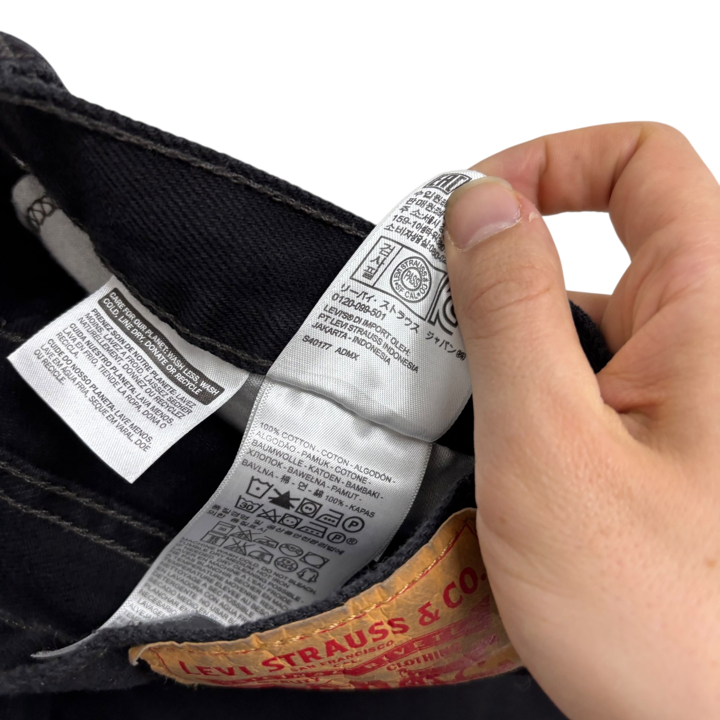 Levis 505 Jeans W36 L38 Mens Black Regular Straight Fit Denim (E)