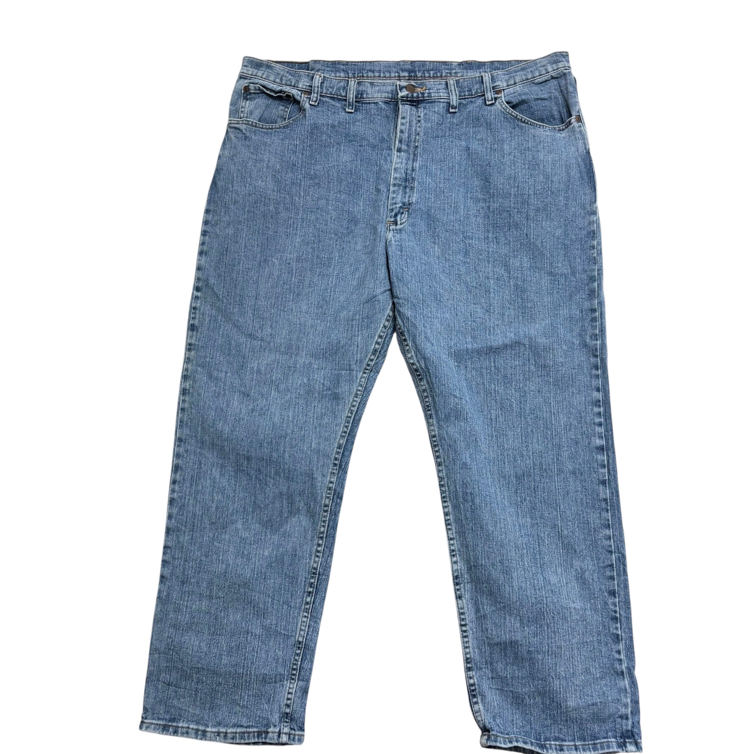 Wrangler Jeans W42 L30 Mens Light Blue Relaxed Straight Fit Stretch Denim (E)