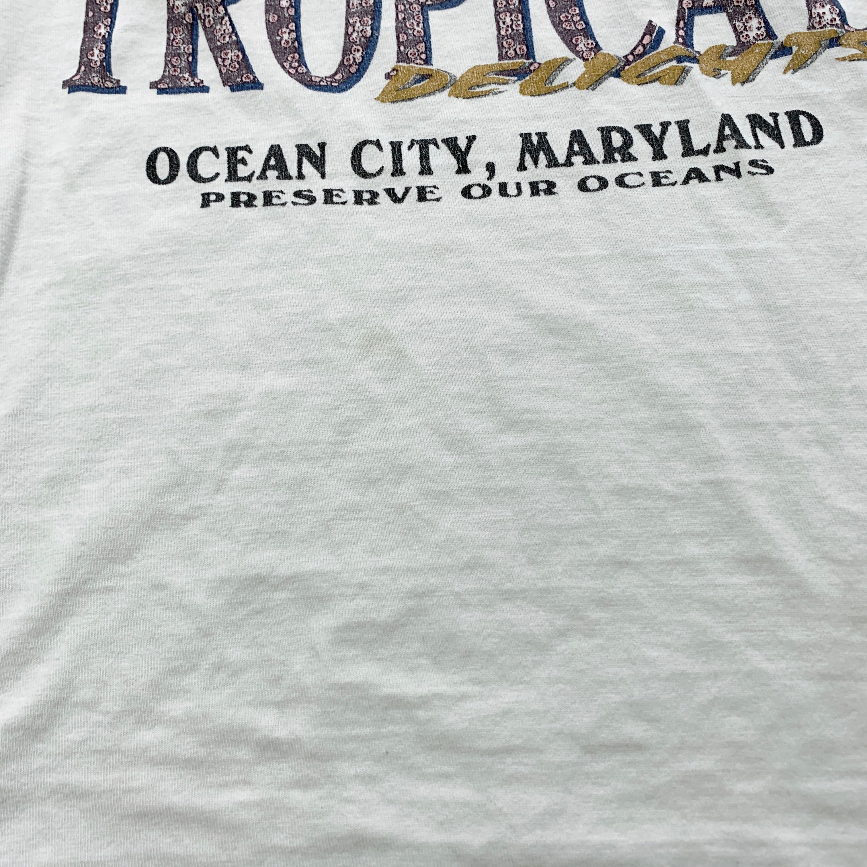 Vintage T Shirt Mens XXL White Single Stitch Graphic Print 90s USA Tourist