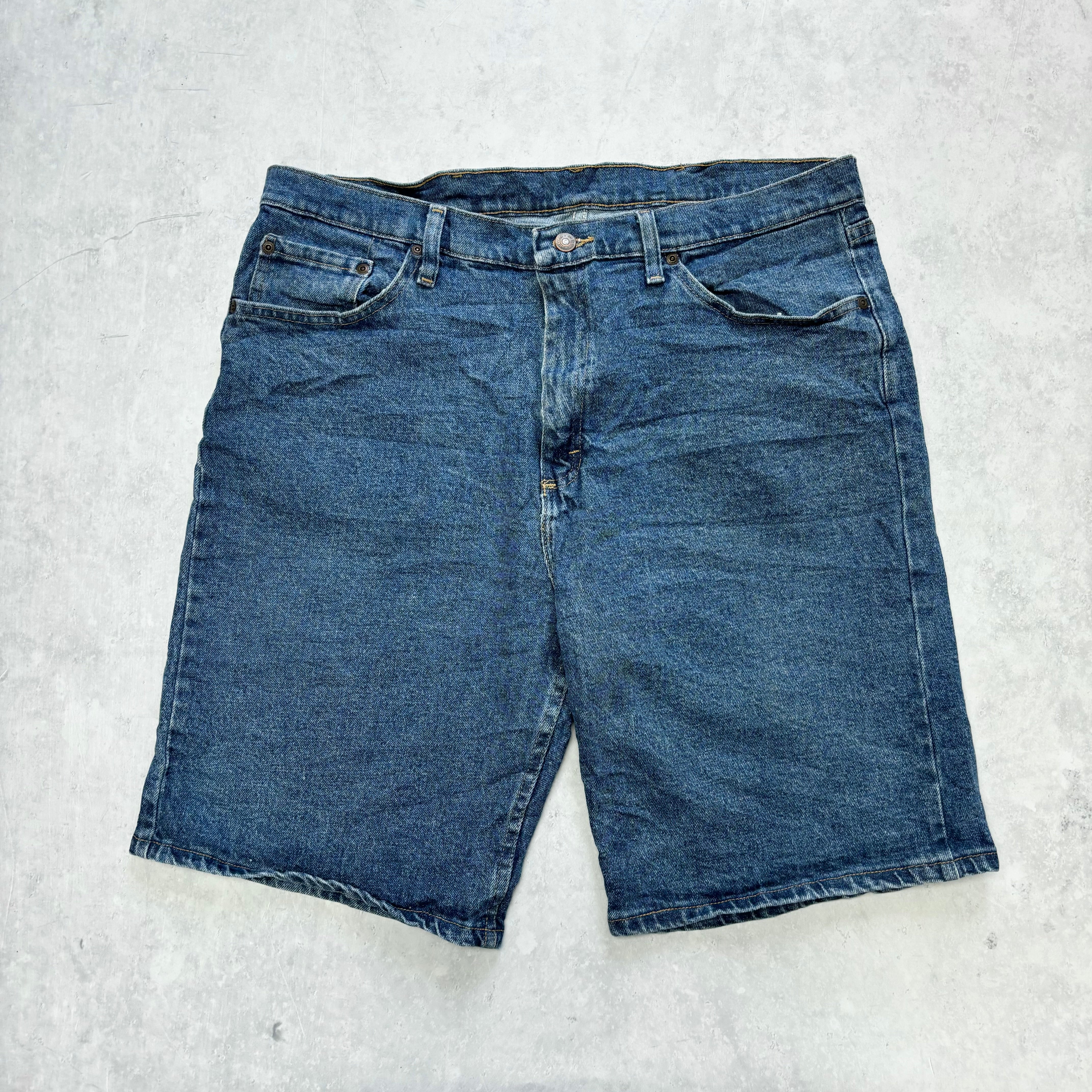 Vintage Wrangler Jorts W36 Mens Denim Shorts Mid Blue Baggy Relaxed Fit