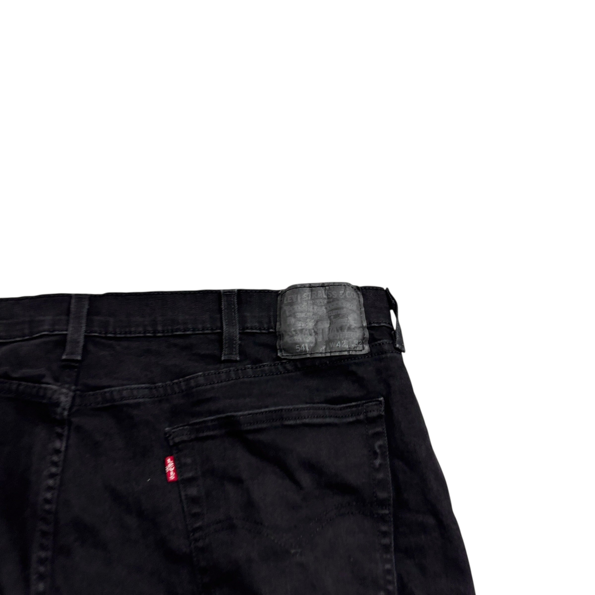 Levis 541 Jeans W42 L31 Mens Black Athletic Tapered Fit Stretch Denim (E)