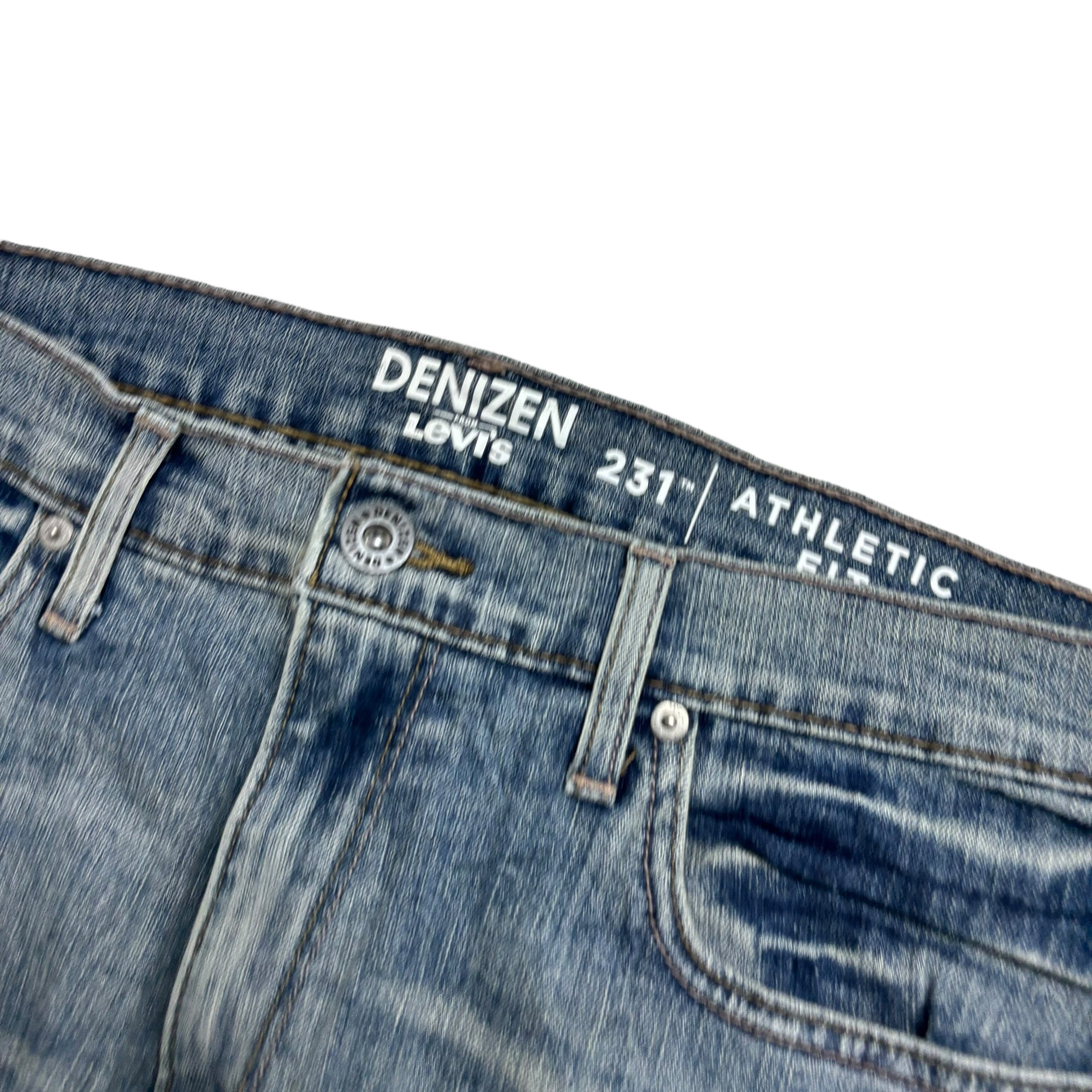 Levis Denizen Jeans W36 L32 Mens Blue Athletic Straight Fit Stretch Denim (E)