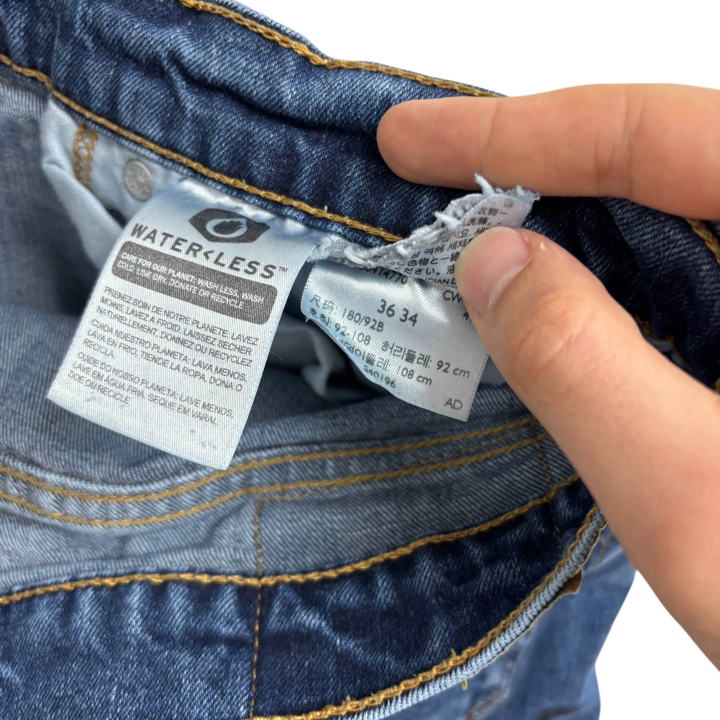 Levis 505 Jeans W34 L34 Mens Mid Blue Regular Straight Fit Stretch Denim (F)