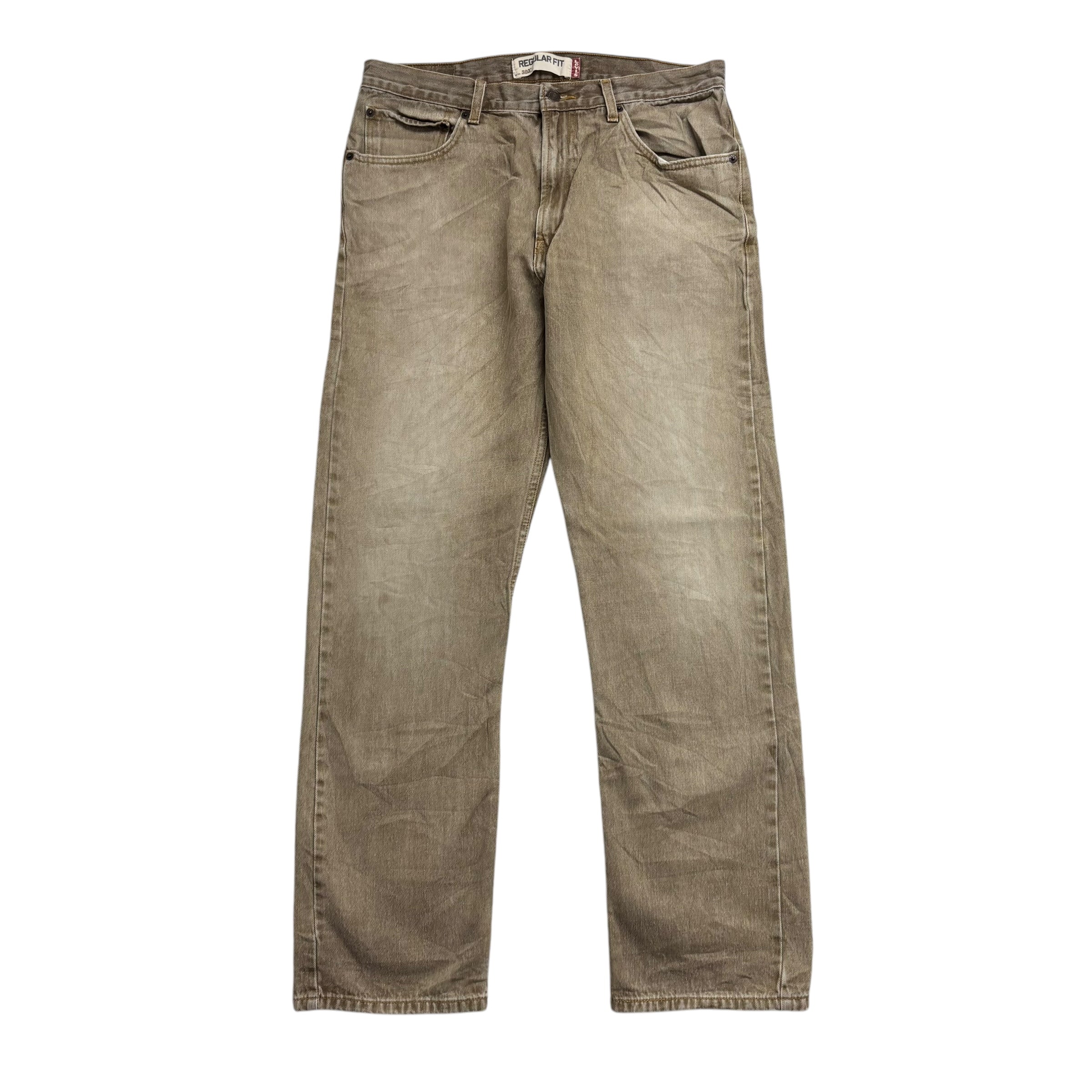 Levis 505 Jeans W34 L32 Mens Gold Regular Straight Fit Vintage Denim (E)