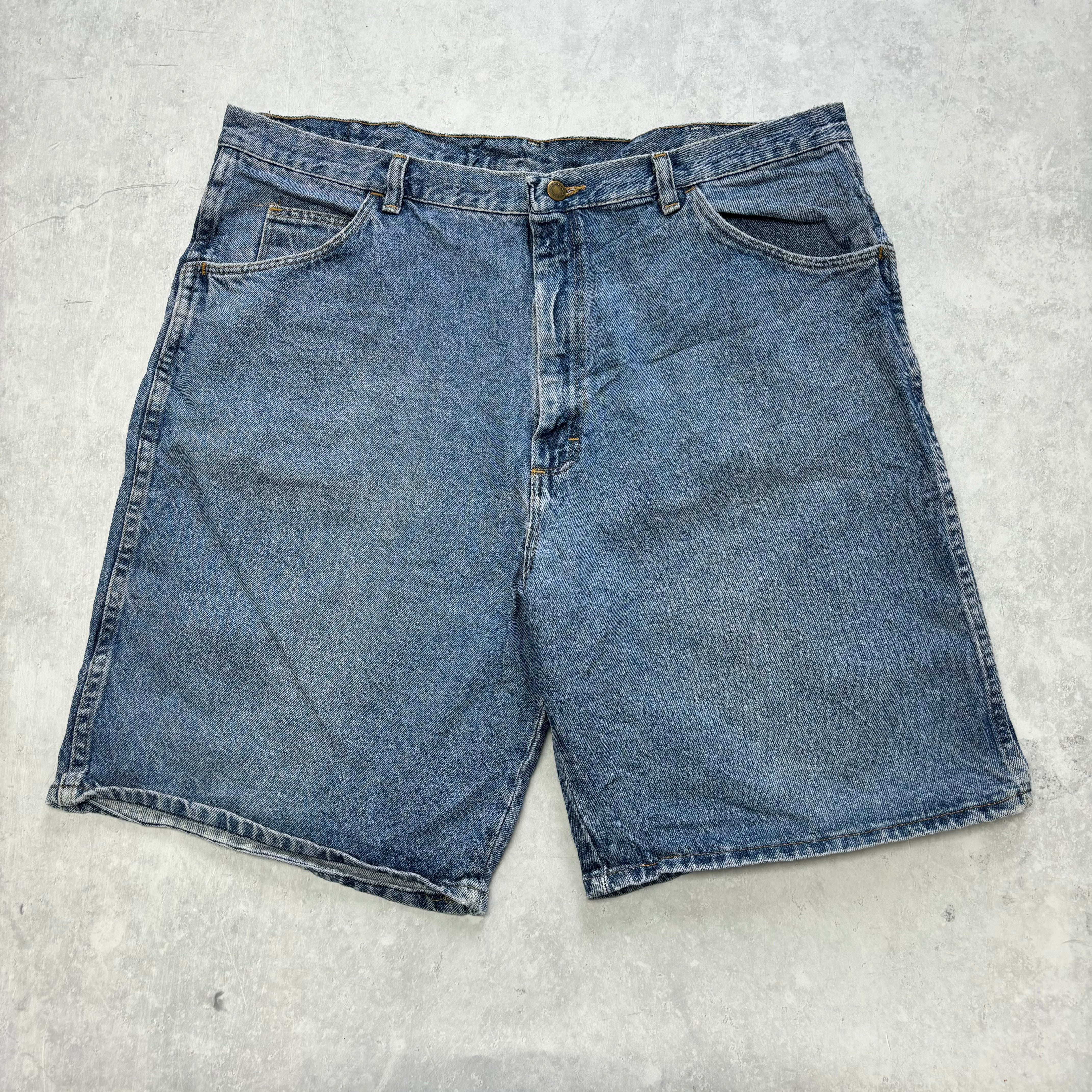 Vintage Wrangler Jorts W40 Mens Denim Shorts Mid Blue Baggy Relaxed Fit