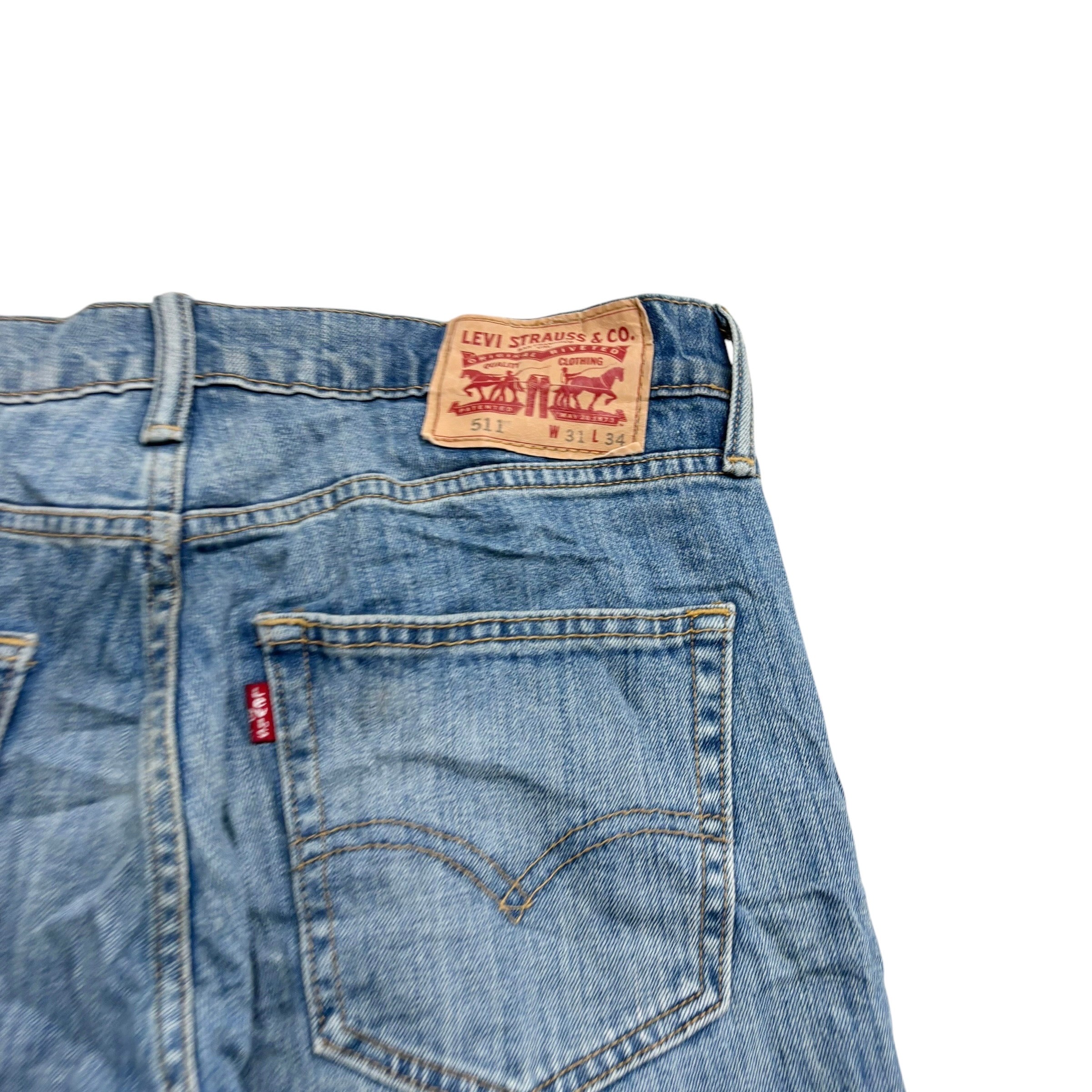 Levis 511 Jeans W31 L34 Mens Light Blue Slim Fit Stretch Denim (E)