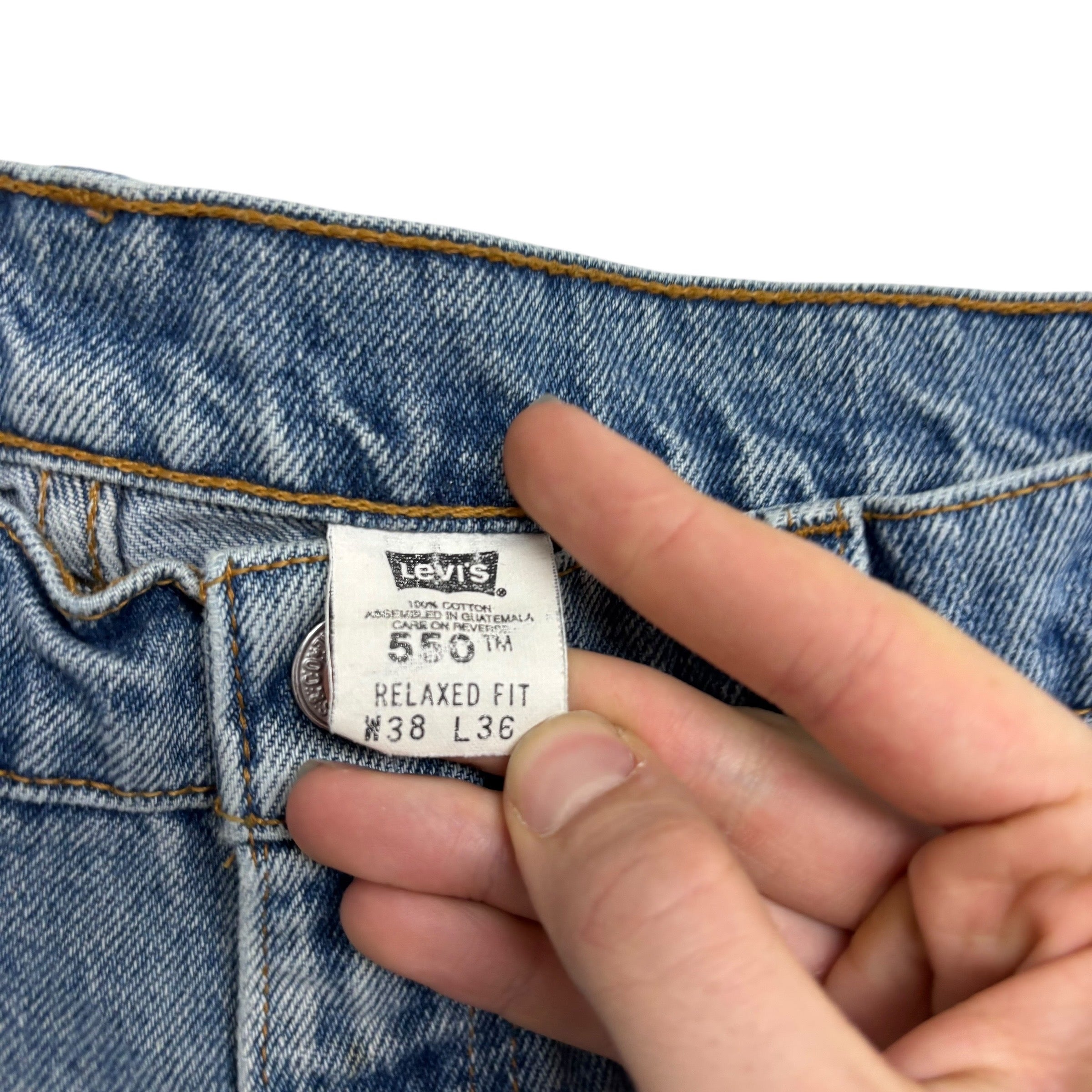 Levis 550 Jeans W36 L36 Mens Light Blue Relaxed Straight Fit Vintage Denim (F)