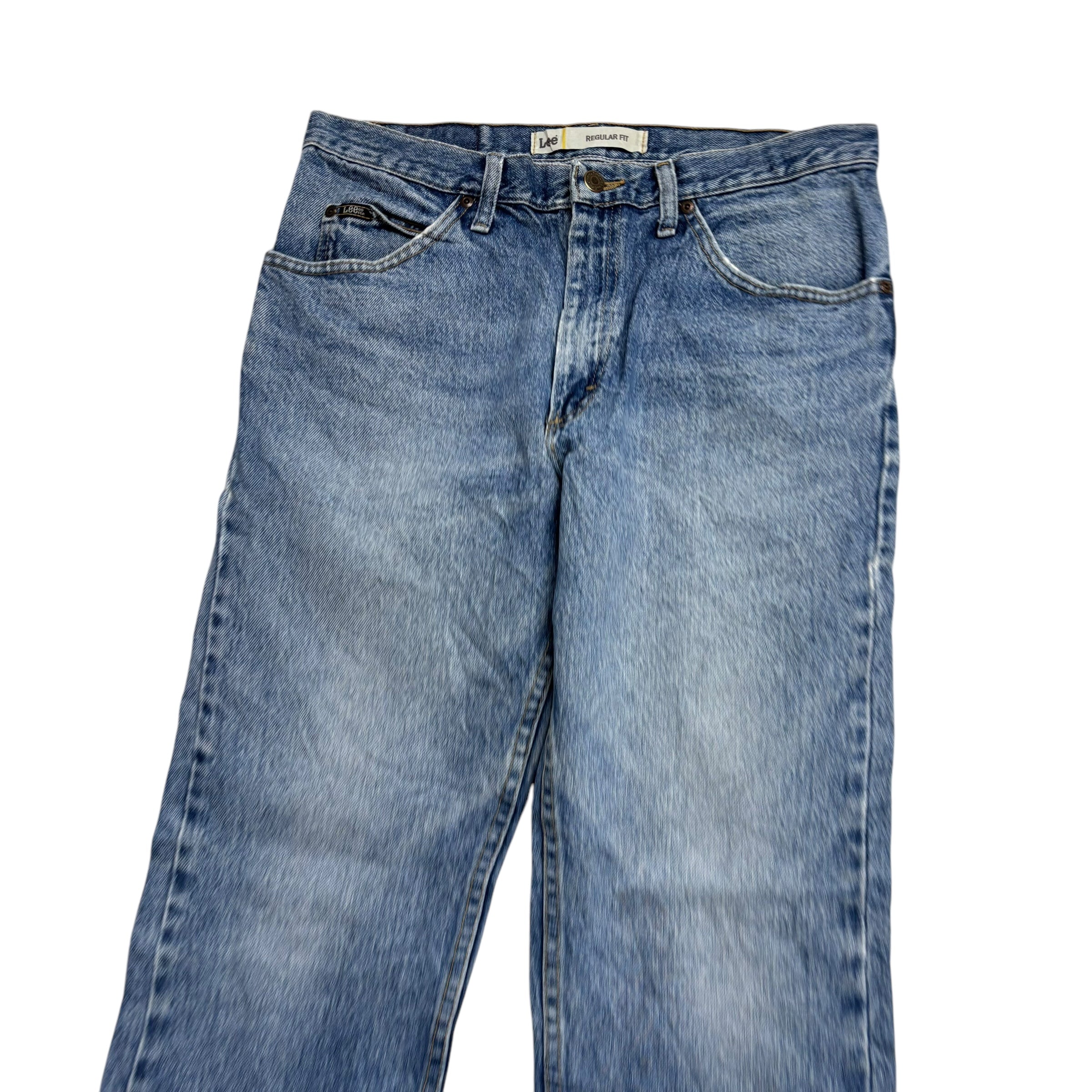 Lee Jeans W33 L29 Mens Light Blue Regular Straight Fit Vintage Denim (E)
