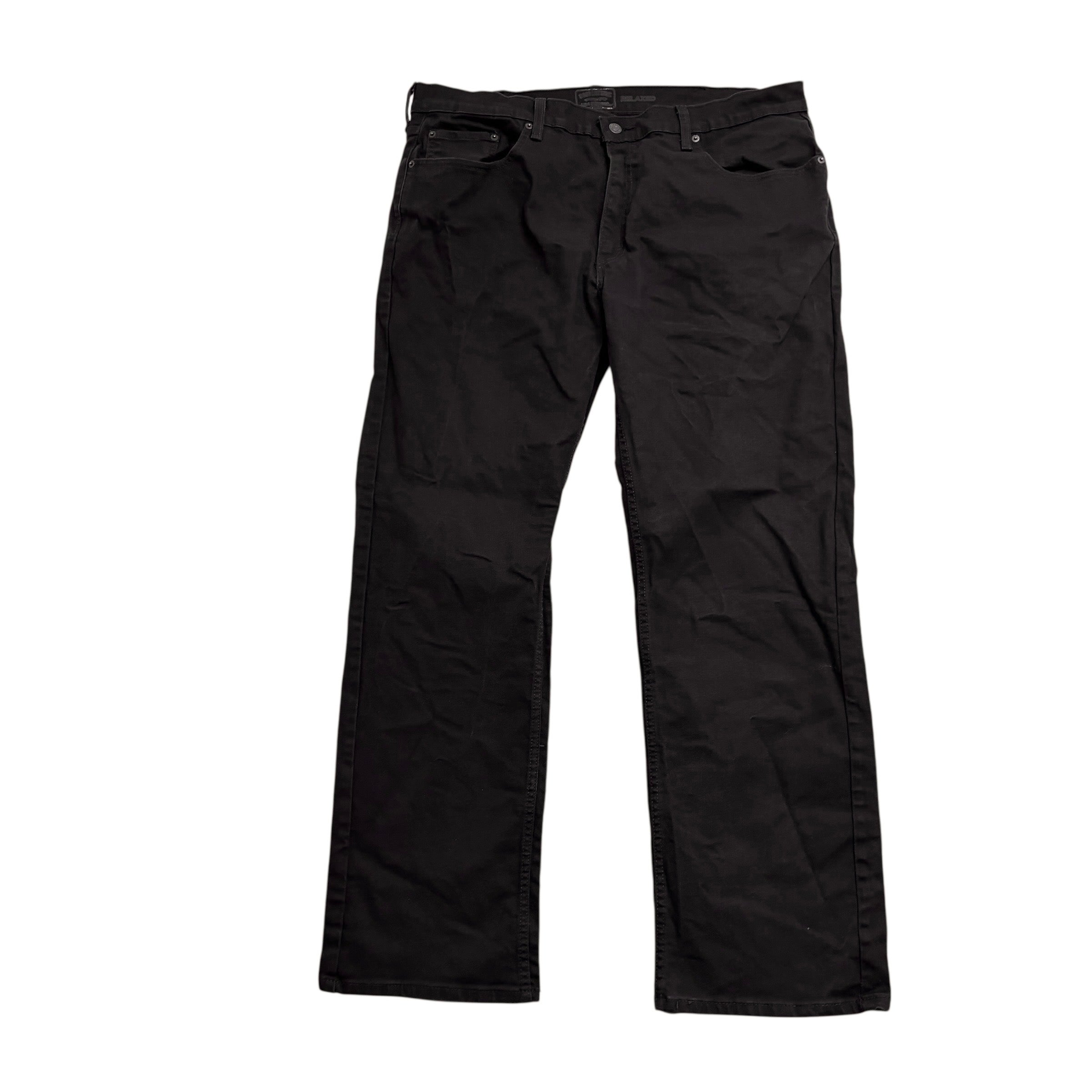 Levis Signature Jeans W40 L32 Mens Black Relaxed Straight Fit Stretch Denim (E)