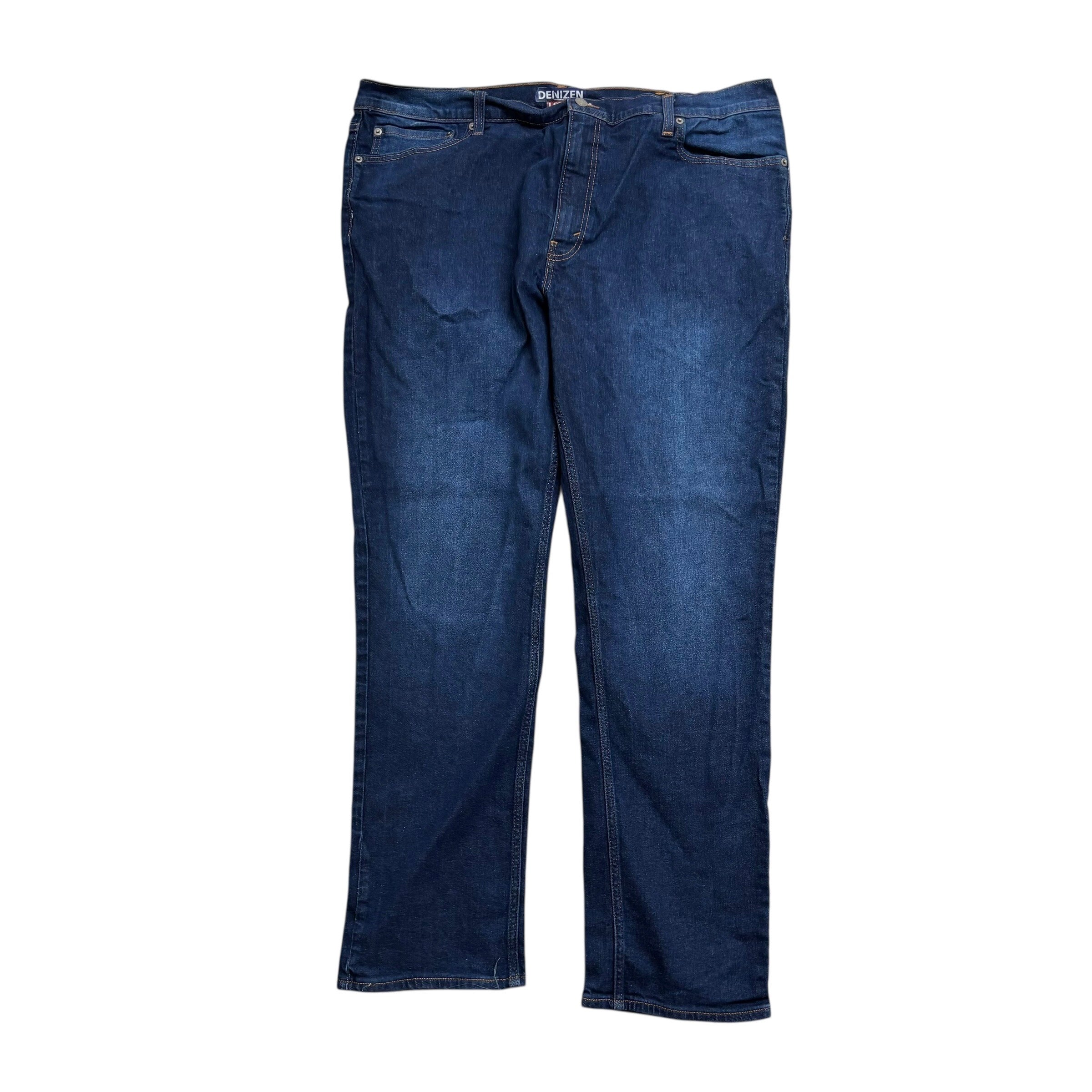 Levis Denizen Jeans W44 L34 Mens Dark Blue Regular Tapered Stretch Denim (E)