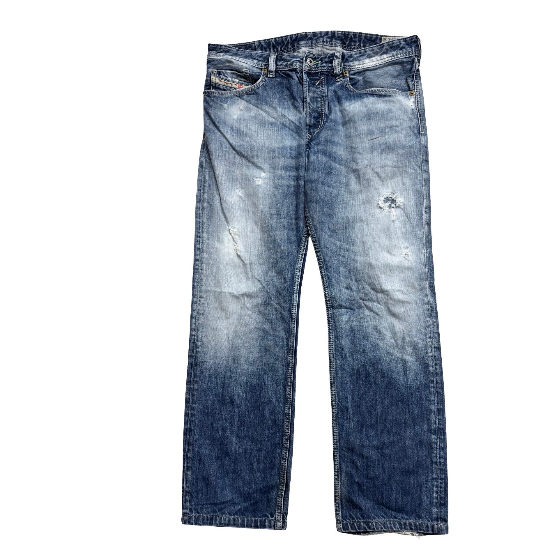 Diesel Waykee Jeans W32 L28 Mens Mid Blue Regular Straight Fit Denim (F)