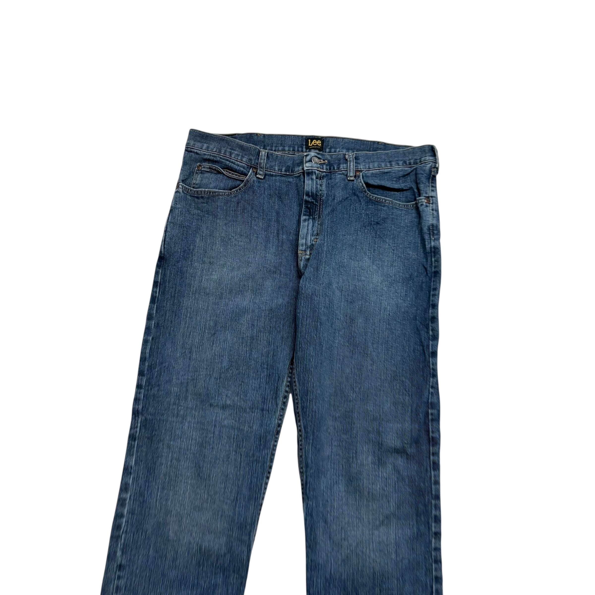 Lee Jeans W38 L30 Mens Mid Blue Regular Straight Fit Stretch Denim (E)