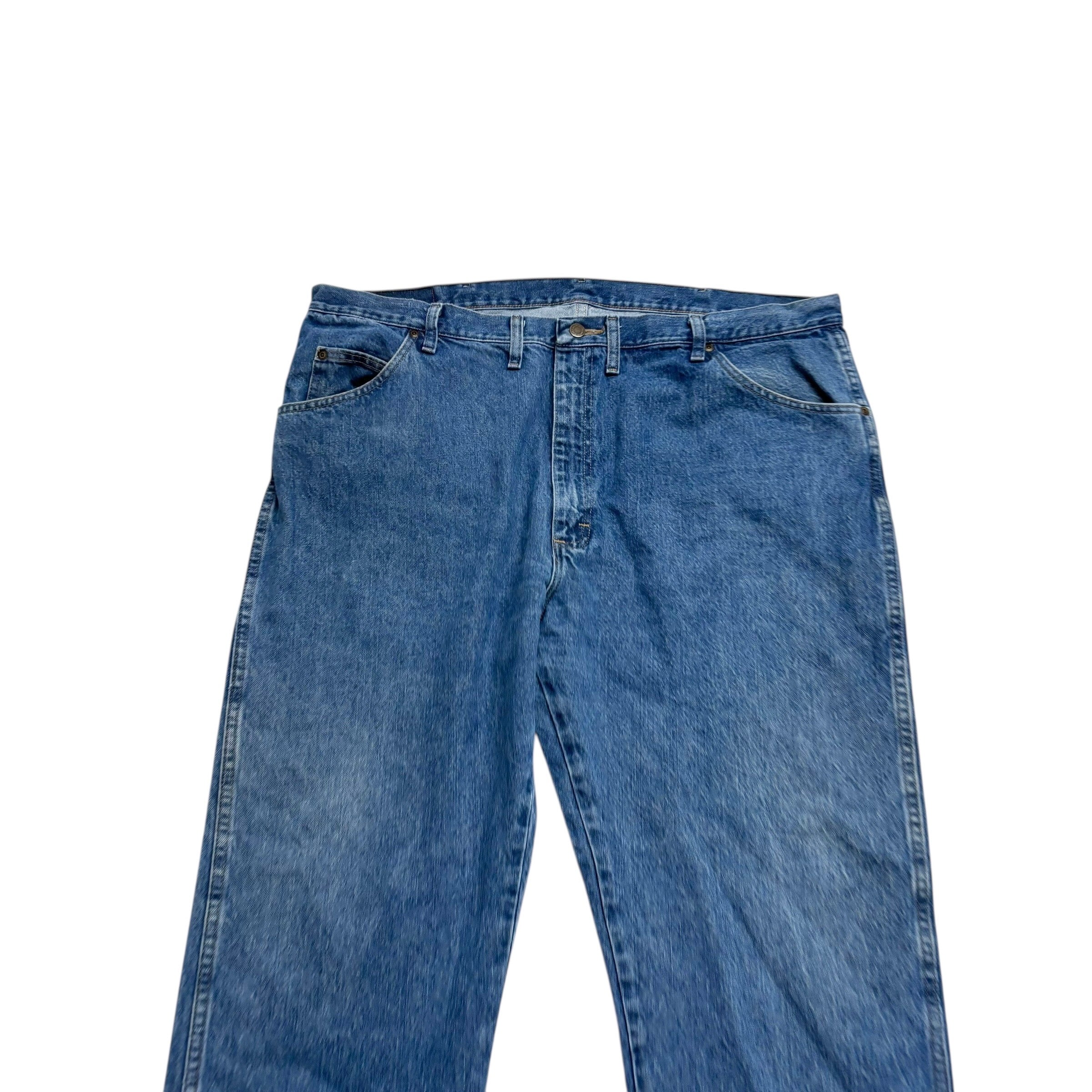 Wrangler Jeans W44 L30 Mens Mid Blue Regular Straight Fit Denim (E)