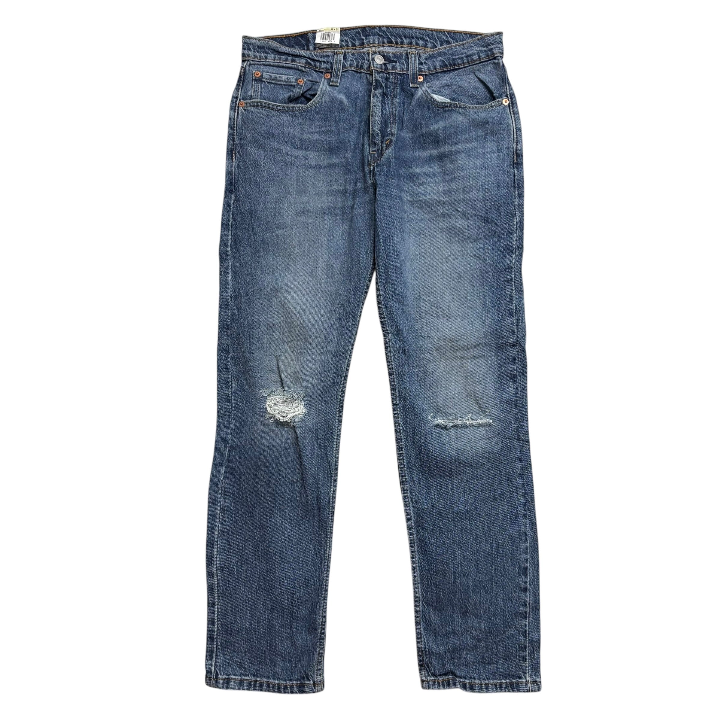 Levis 502 Jeans W32 L30 Mens Mid Blue Regular Tapered Fit Stretch Distressed (E)