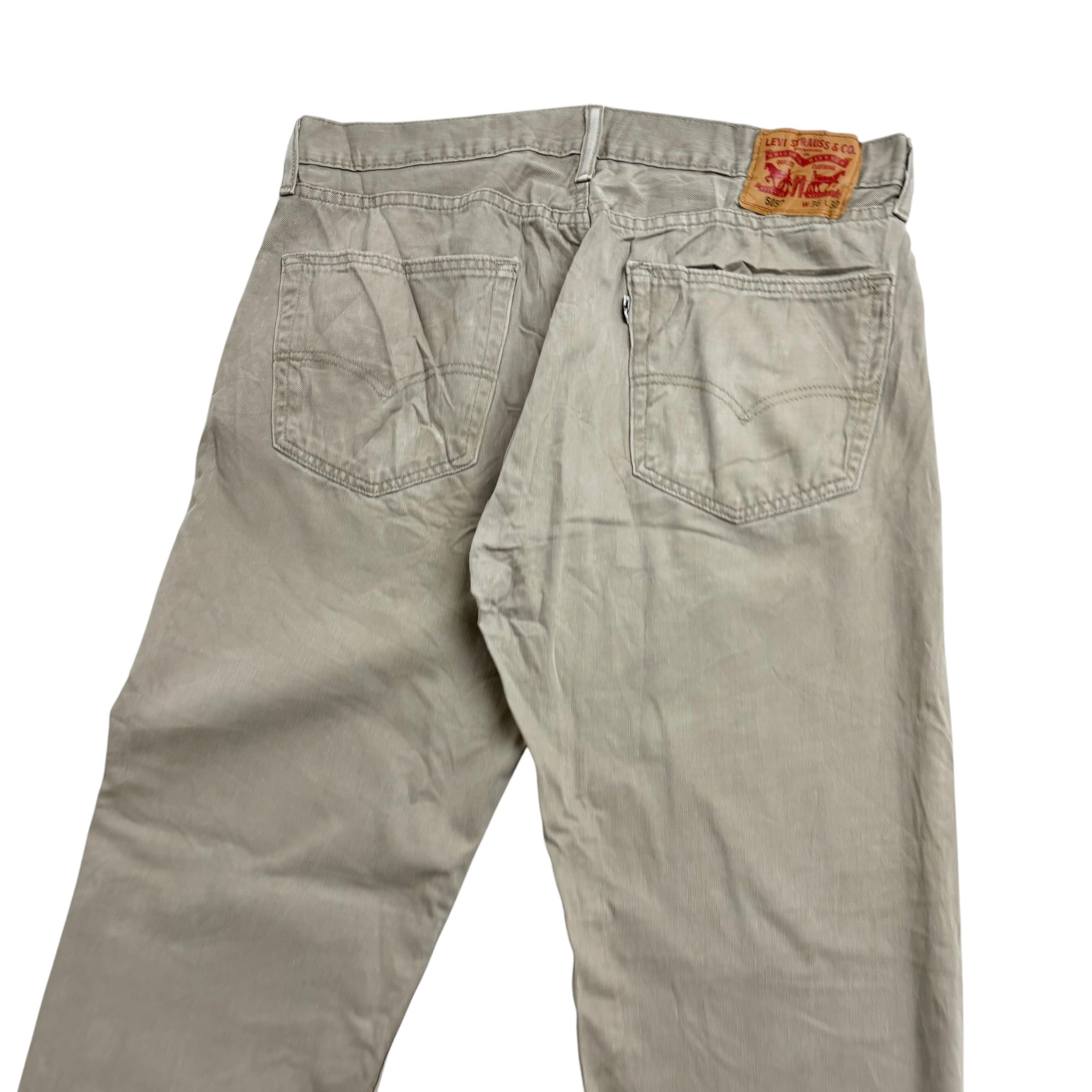 Levis 505 Trousers W36 L32 Mens Beige Stone Regular Straight Fit Cotton Pants