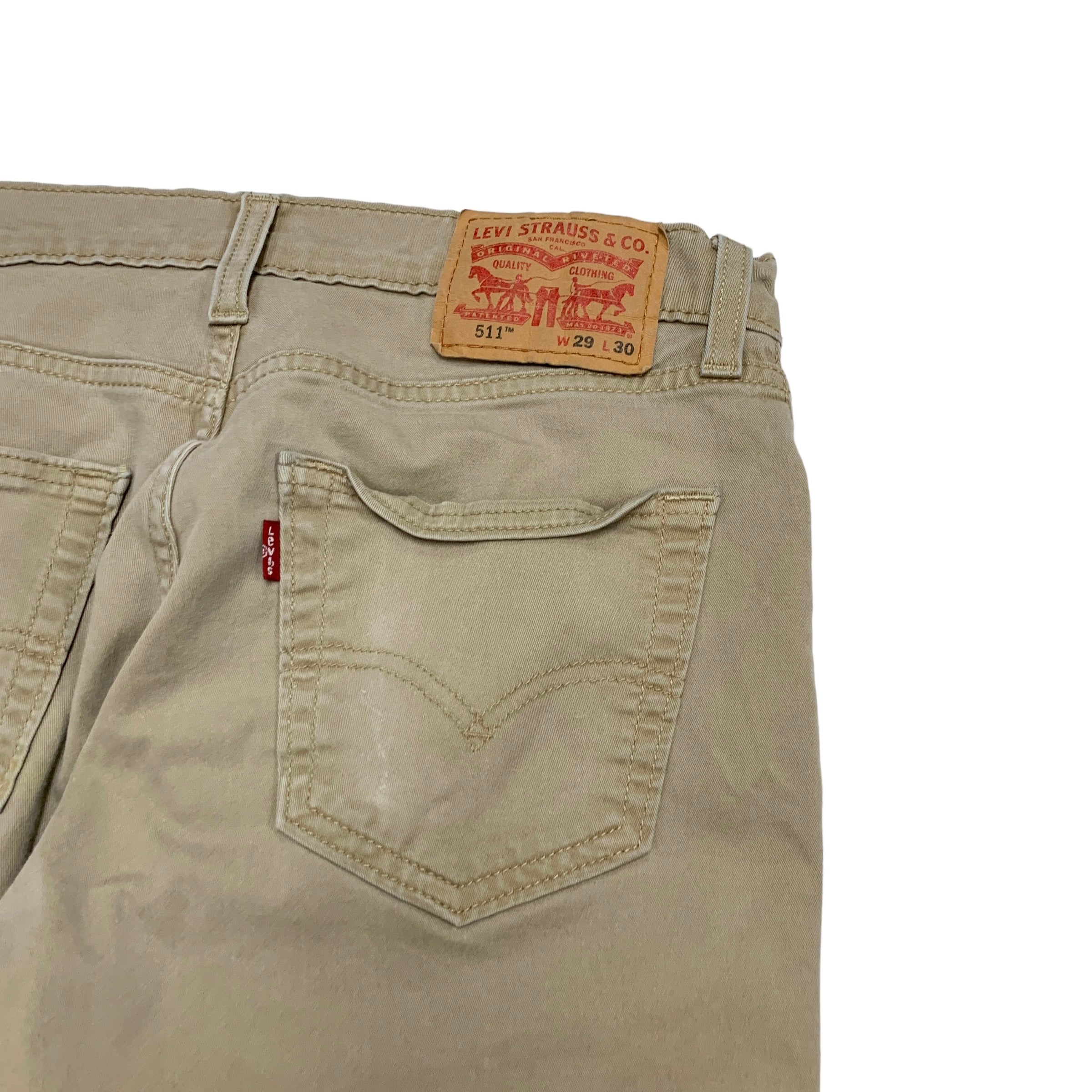 Levis 511 Trousers W29 L29 Mens Beige Tan Slim Fit Stretch Cotton Pants