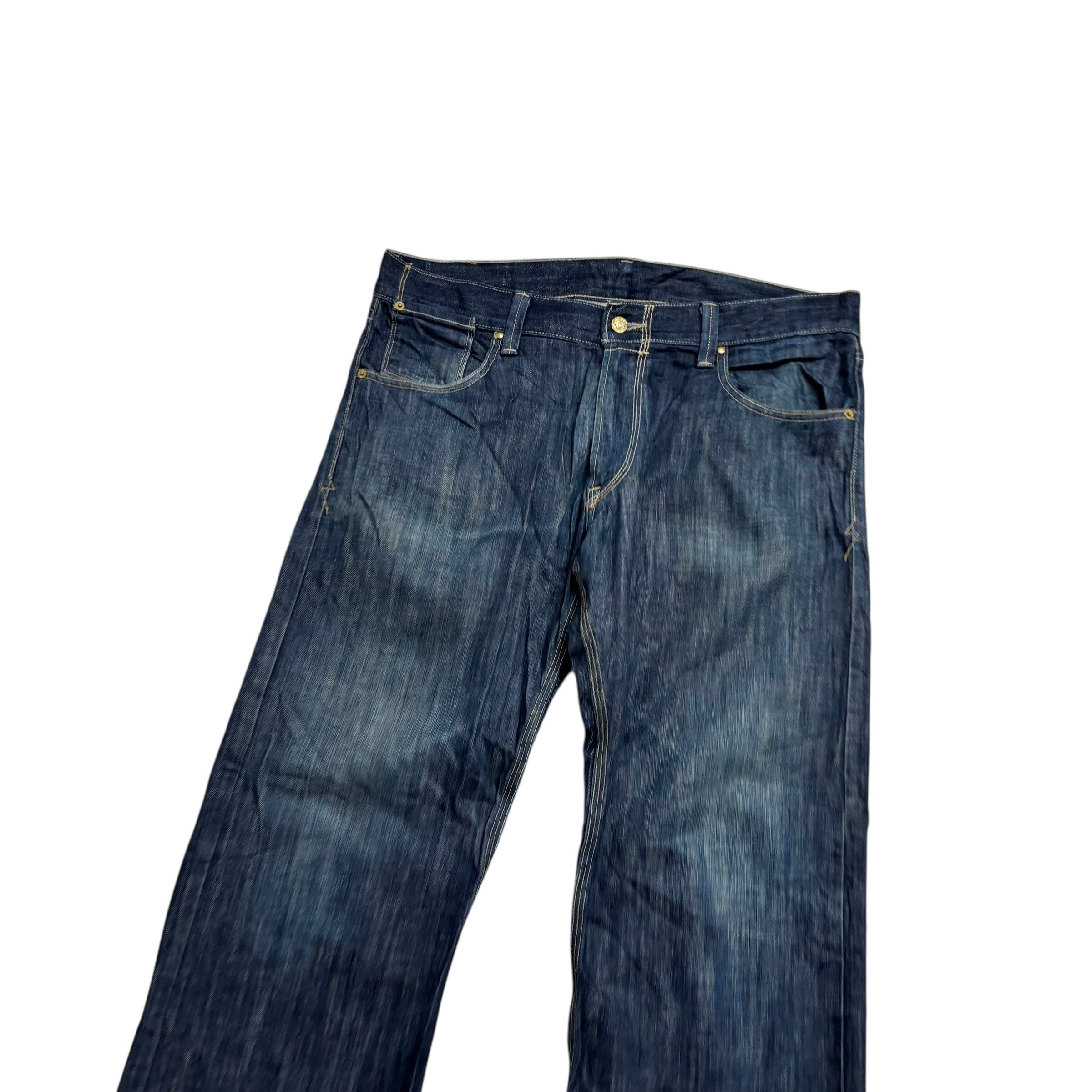 Levis 514 Jeans W36 L32 Mens Dark Blue Regular Straight Fit Vintage Denim (E)