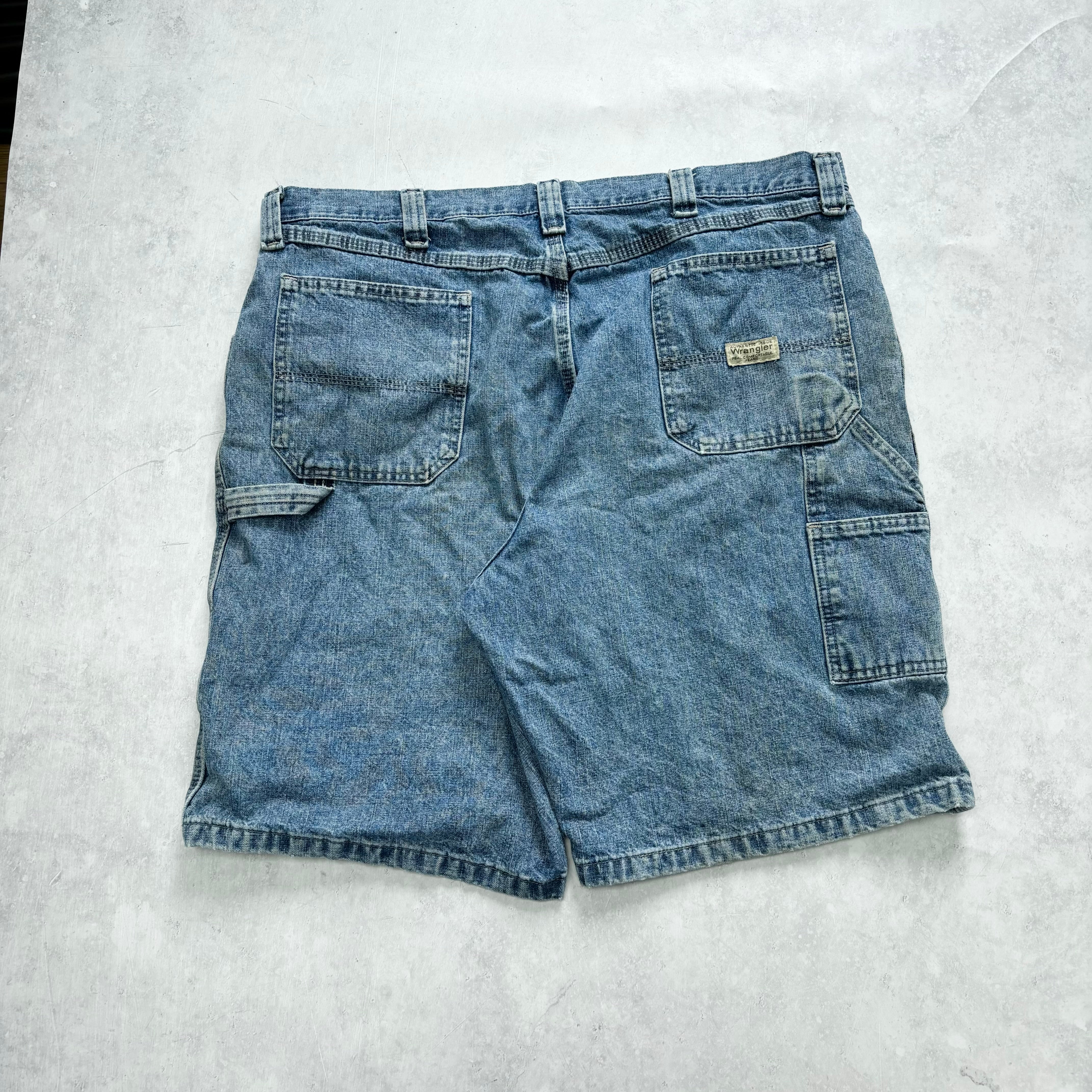 Vintage Wrangler Jorts W40 Mens Denim Shorts Light Blue Baggy Relaxed Carpenter