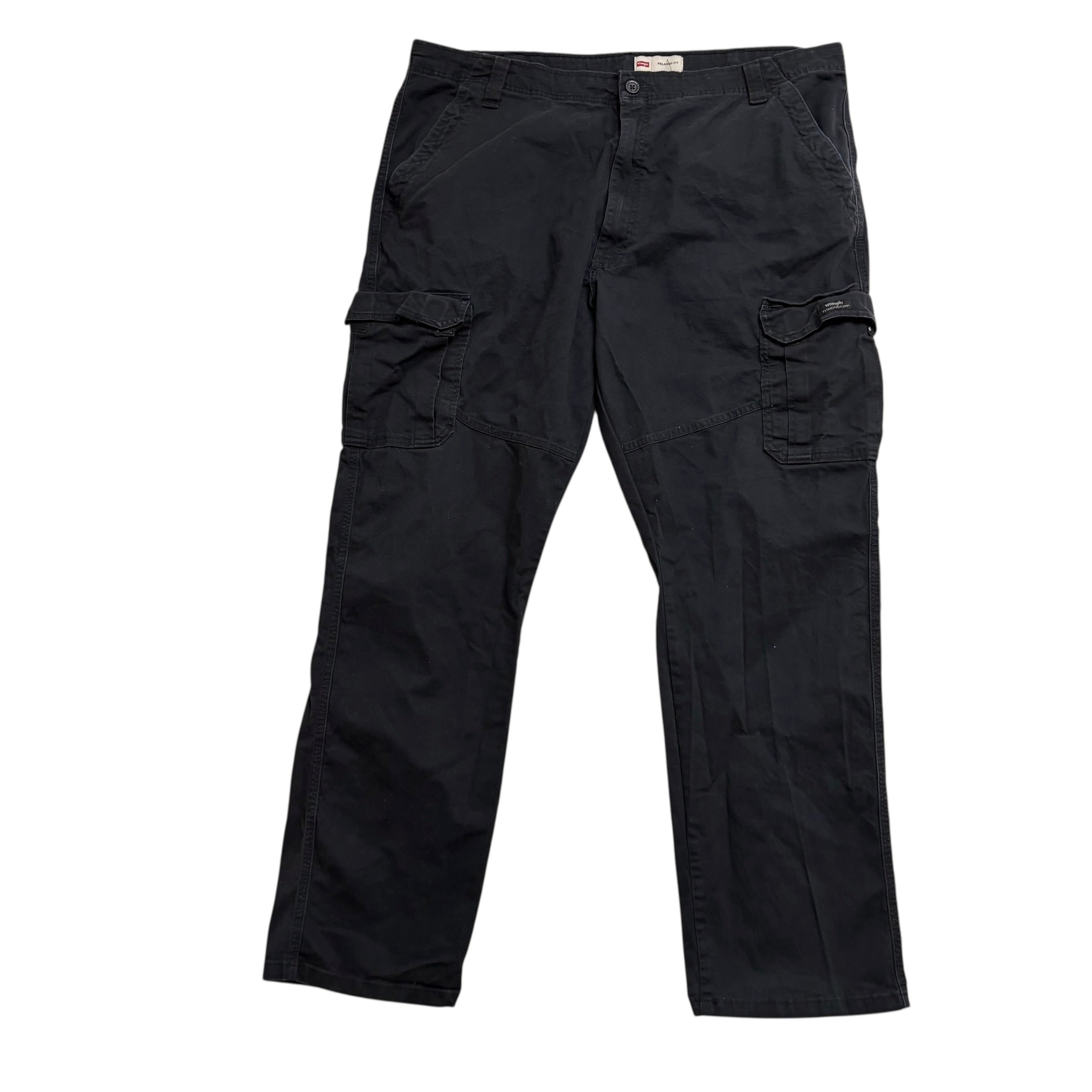 Wrangler Cargo Trousers W42 L32 Mens Black Relaxed Straight Fit Stretch Pants