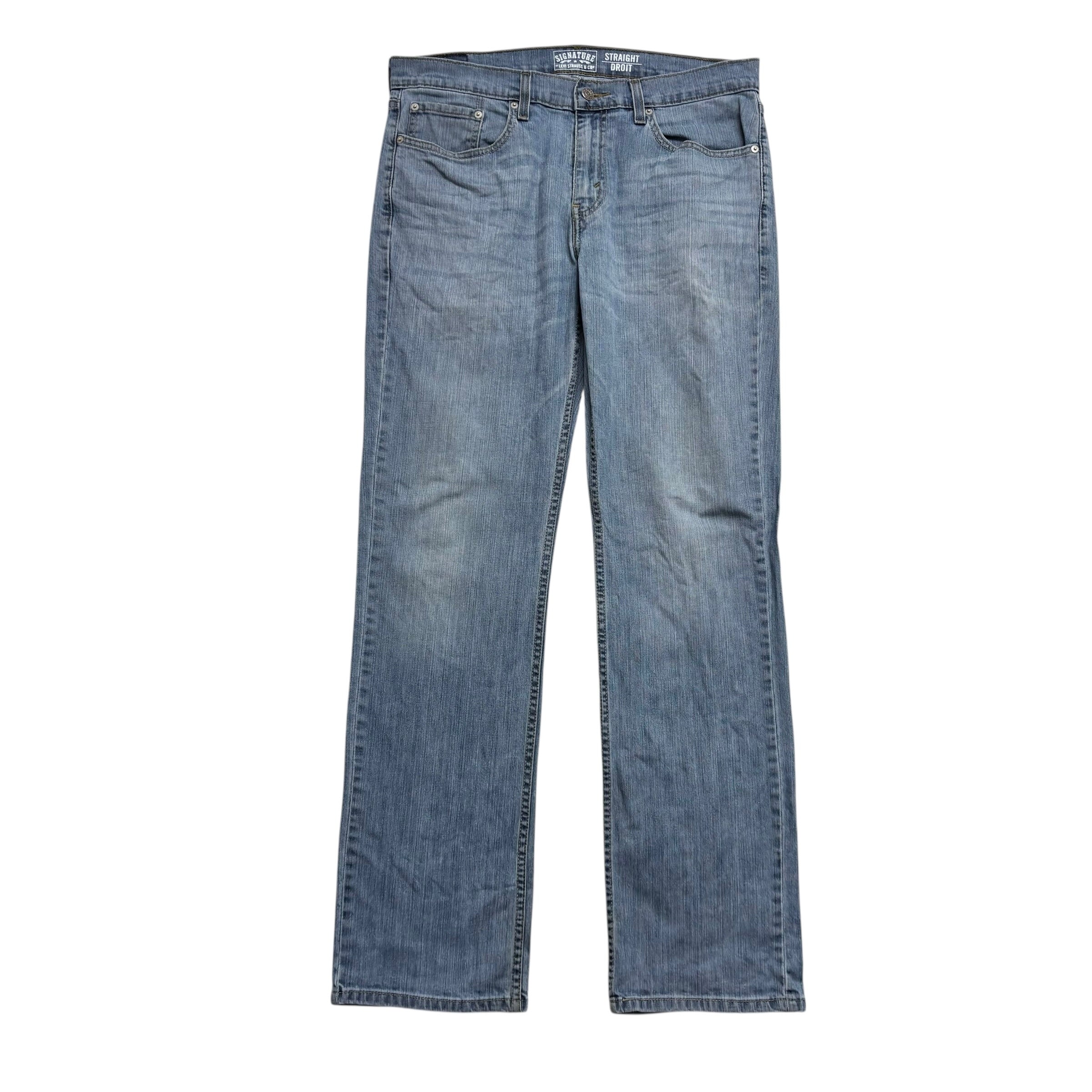 Levis Signature Jeans W34 L34 Mens Mid Blue Regular Straight Fit Denim