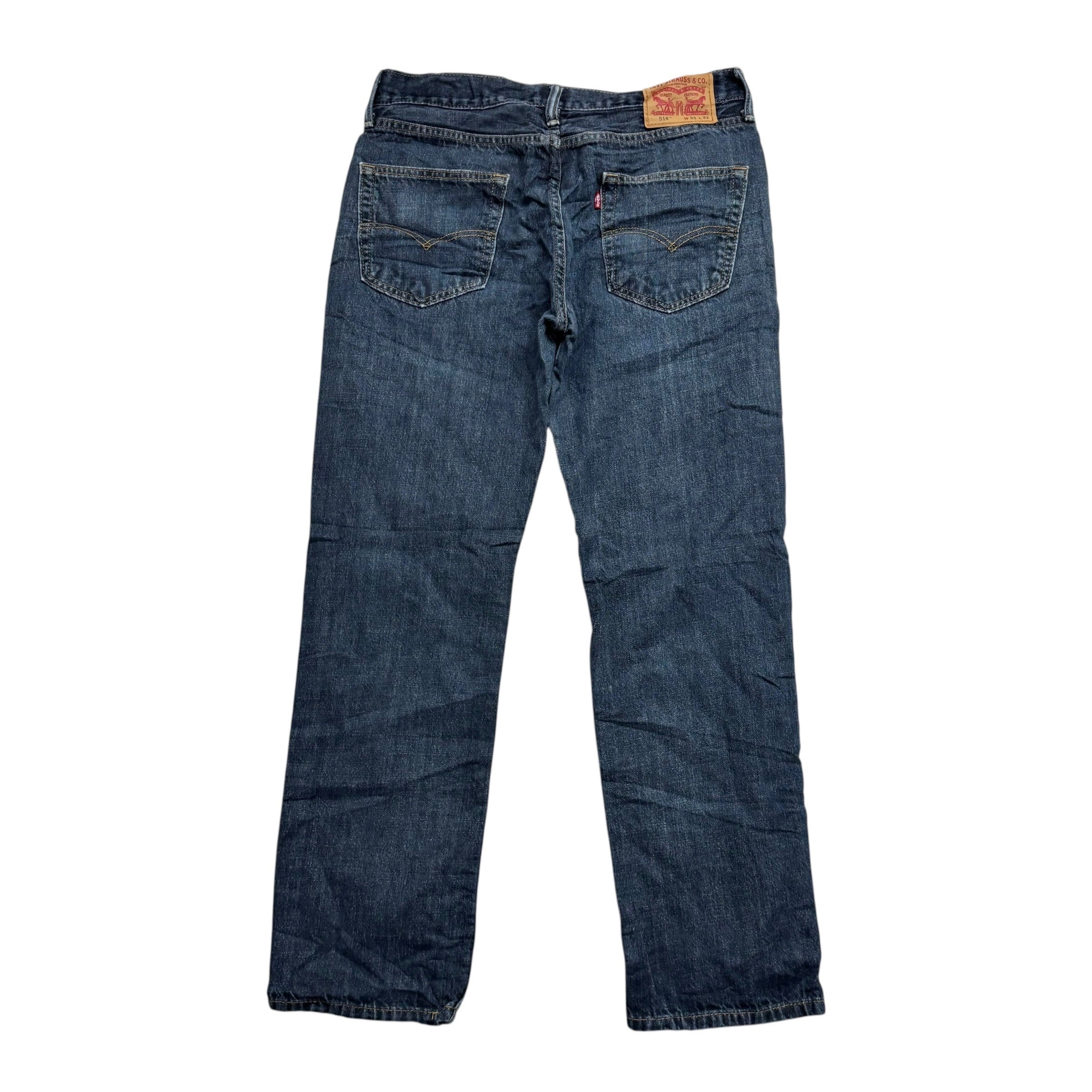 Levis 514 Jeans W33 L32 Mens Dark Blue Regular Straight Fit Denim