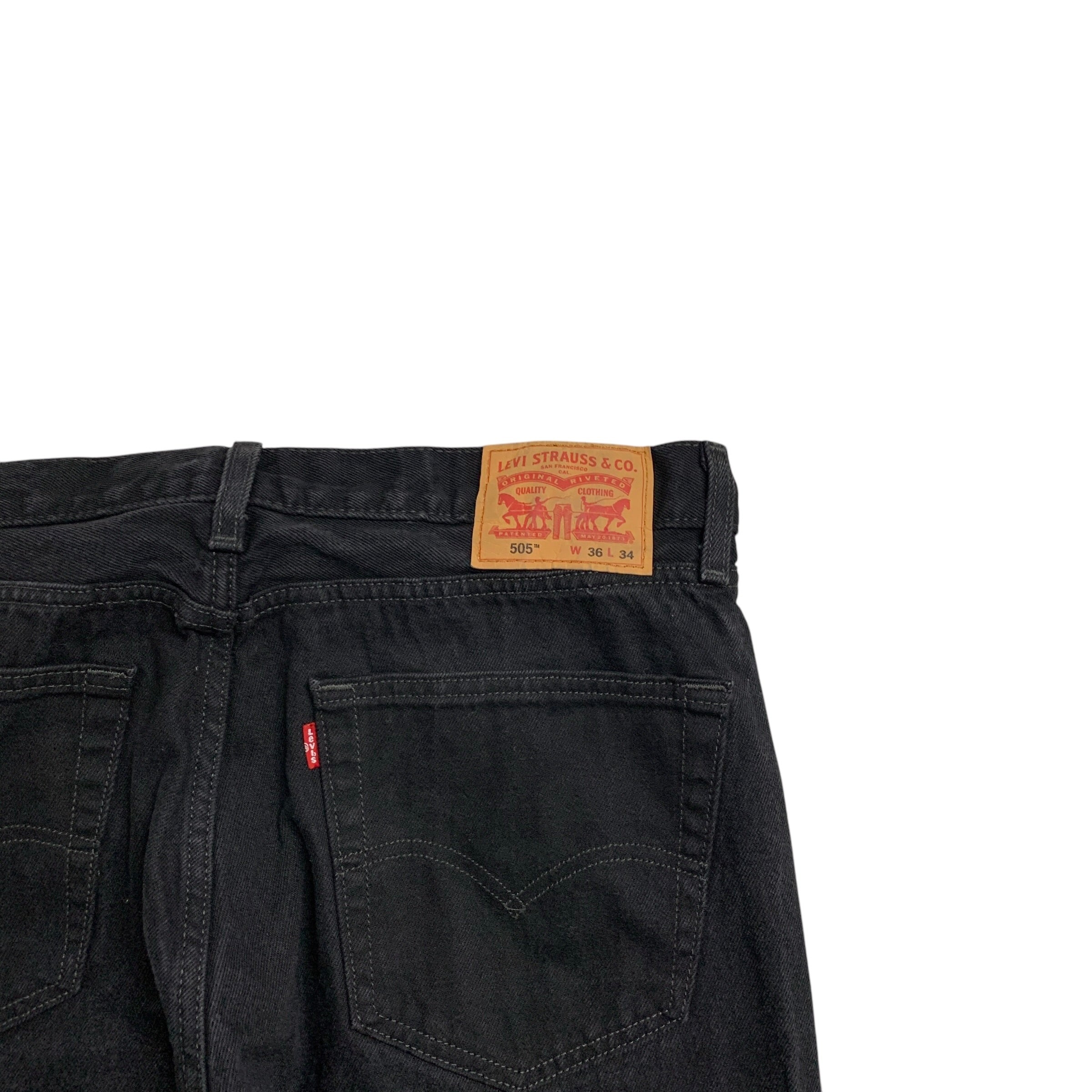 Levis 505 Jeans W36 L34 Mens Black Regular Straight Fit Denim