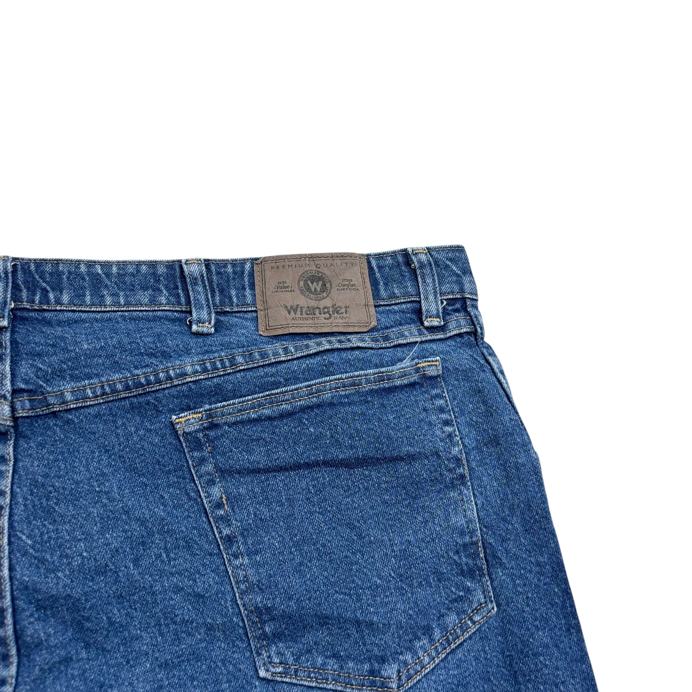 Wrangler Jeans W42 L29 Mens Mid Blue Regular Straight Fit Stretch Denim (E)