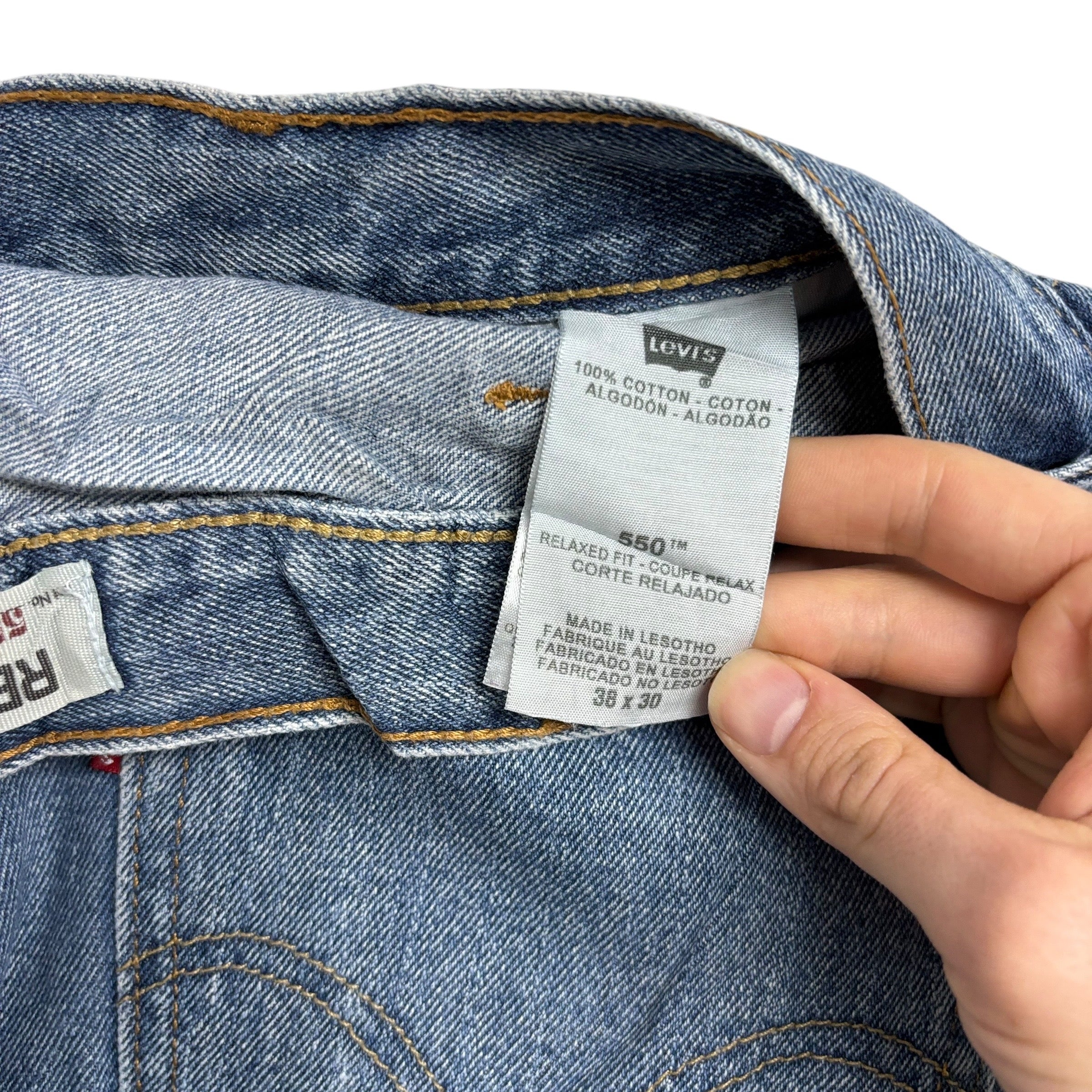 Levis 550 Jeans W38 L30 Mens Mid Blue Baggy Relaxed Straight Vintage Denim (E)