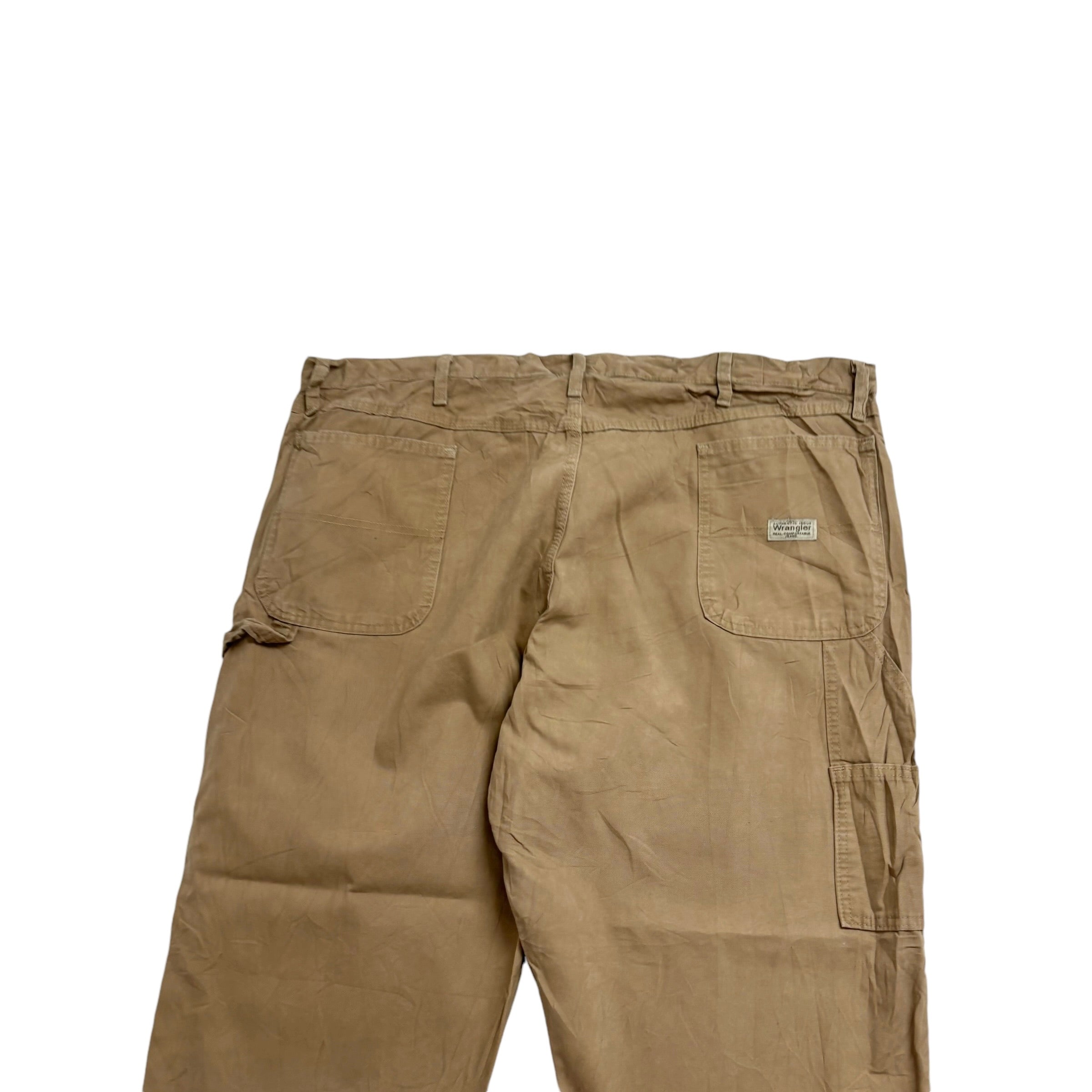 Wrangler Carpenter Pants W42 L32 Mens Brown Tan Baggy Relaxed Straight Fit