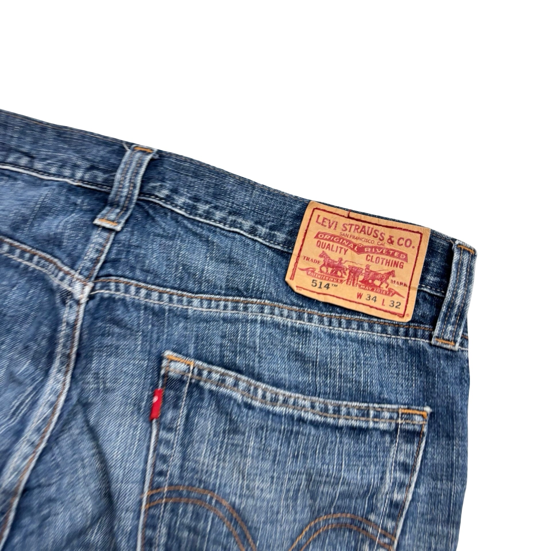 Levis 514 Jeans W34 L32 Mens Mid Blue Regular Straight Fit Vintage Denim (F)