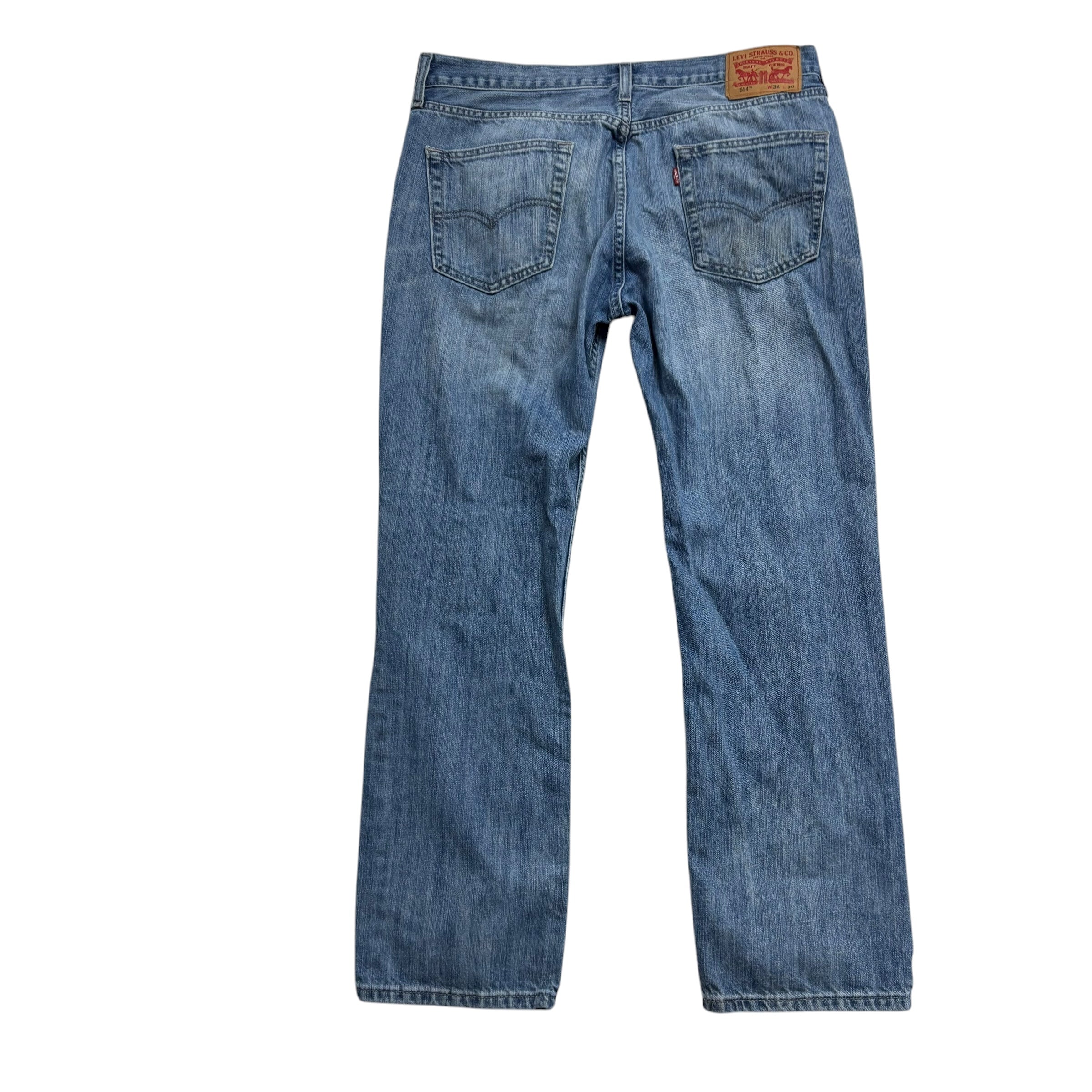 Levis 514 Jeans W34 L29 Mens Mid Blue Regular Straight Fit Denim (F)