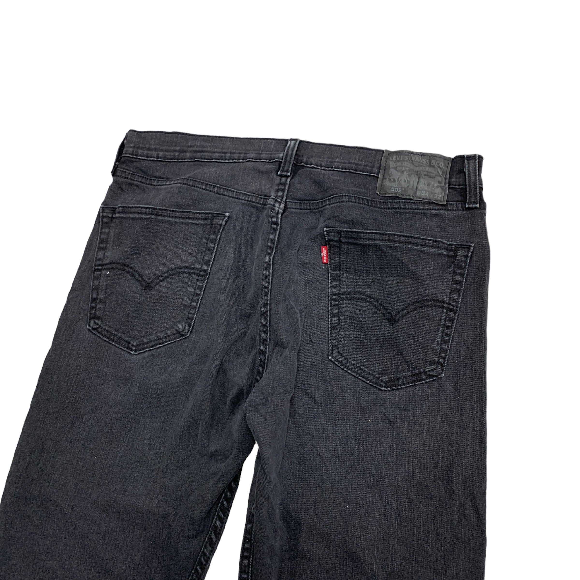 Levis 502 Jeans W34 L31 Mens Black Regular Taper Fit Stretch Denim