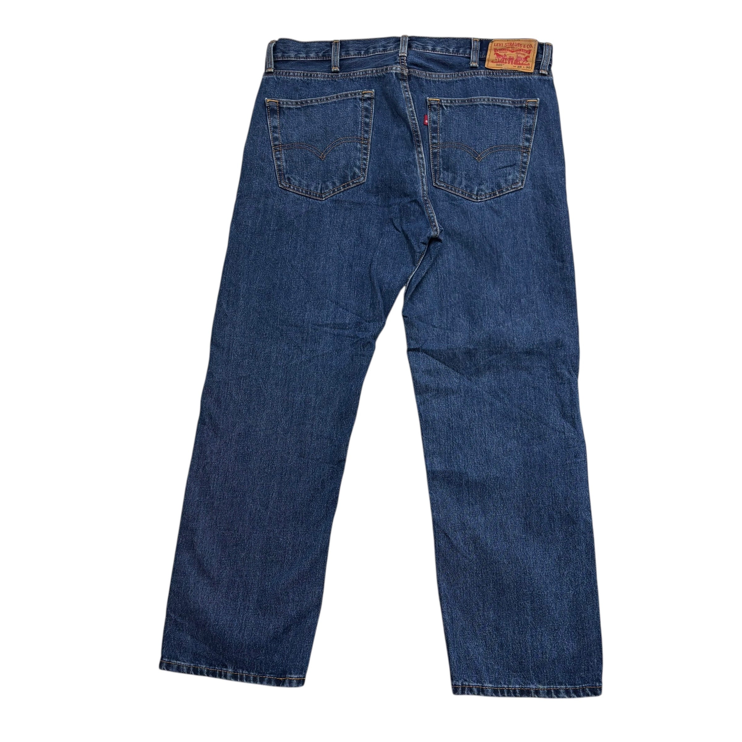 Levis 505 Jeans W38 L30 Mens Mid Blue Regular Straight Fit Denim (E)