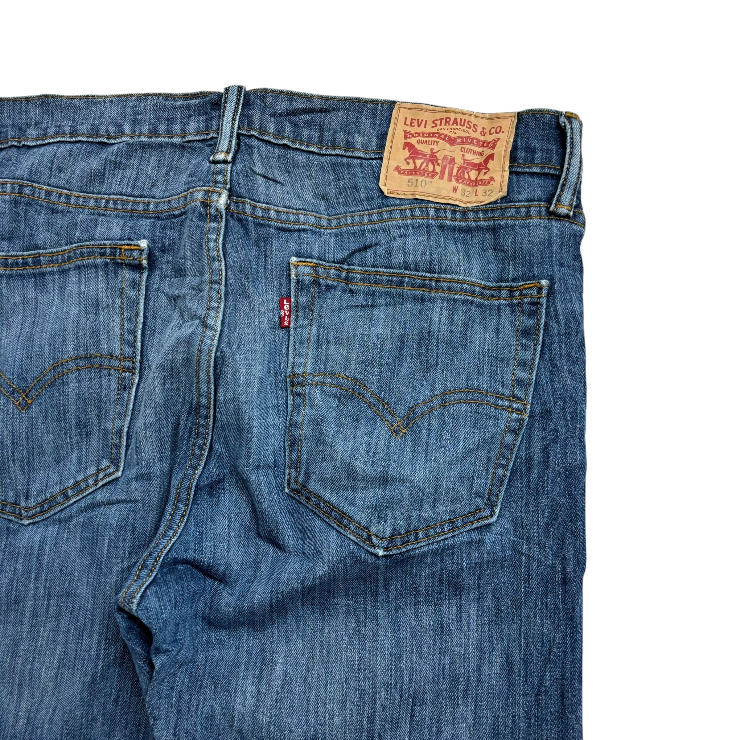 Levis 510 Jeans W32 L31 Mens Mid Blue Skinny Fit Stretch Denim