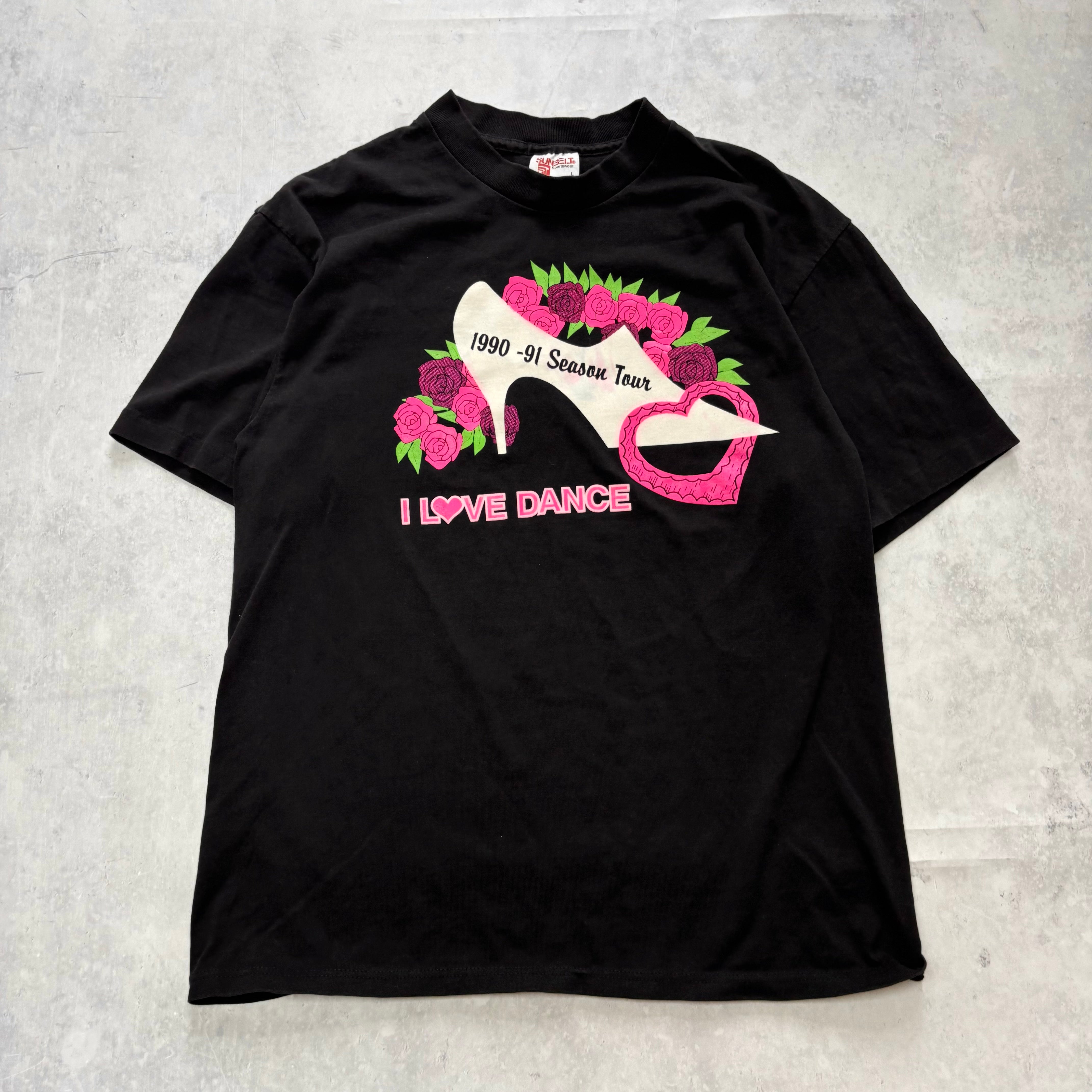 Vintage T Shirt Womens Large Black Single Stitch Graphic Print Dance (E)