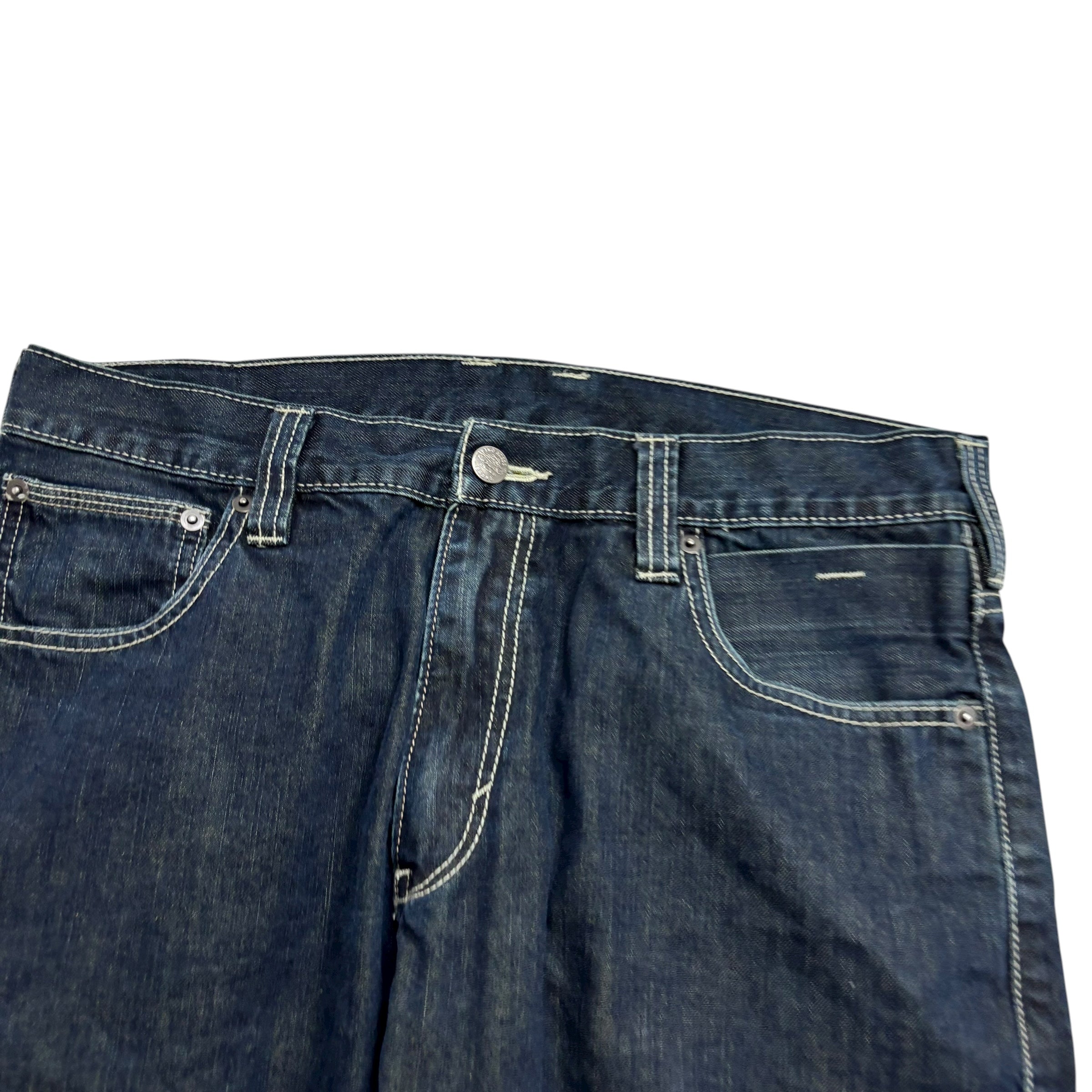 Levis 514 Jeans W33 L33 Mens Dark Blue Regular Straight Fit Vintage Denim (E)