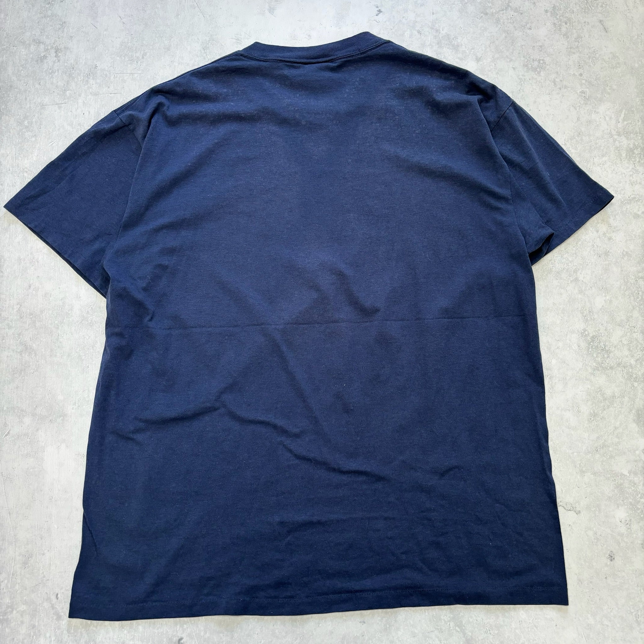 Vintage T Shirt Mens XL Navy Blue Single Stitch Graphic Print 90s USA