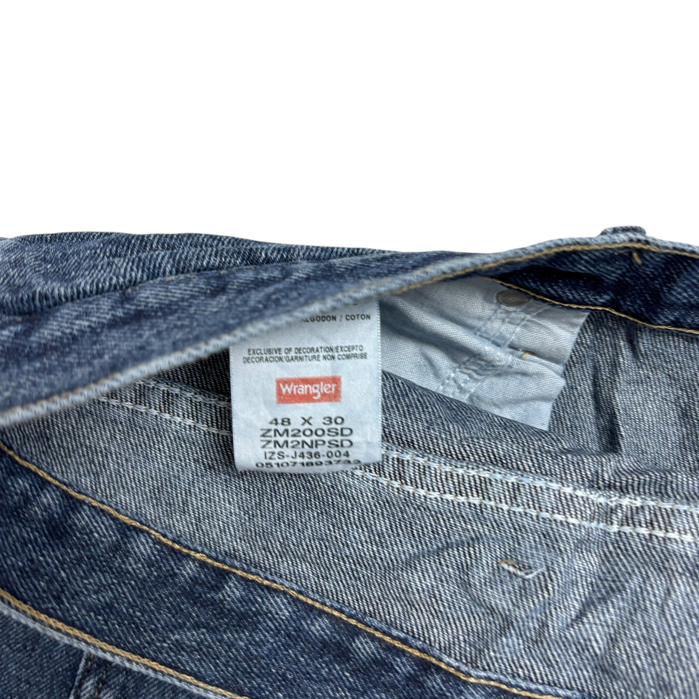 Wrangler Jeans W48 L30 Mens Mid Blue Relaxed Straight Fit Denim (E)
