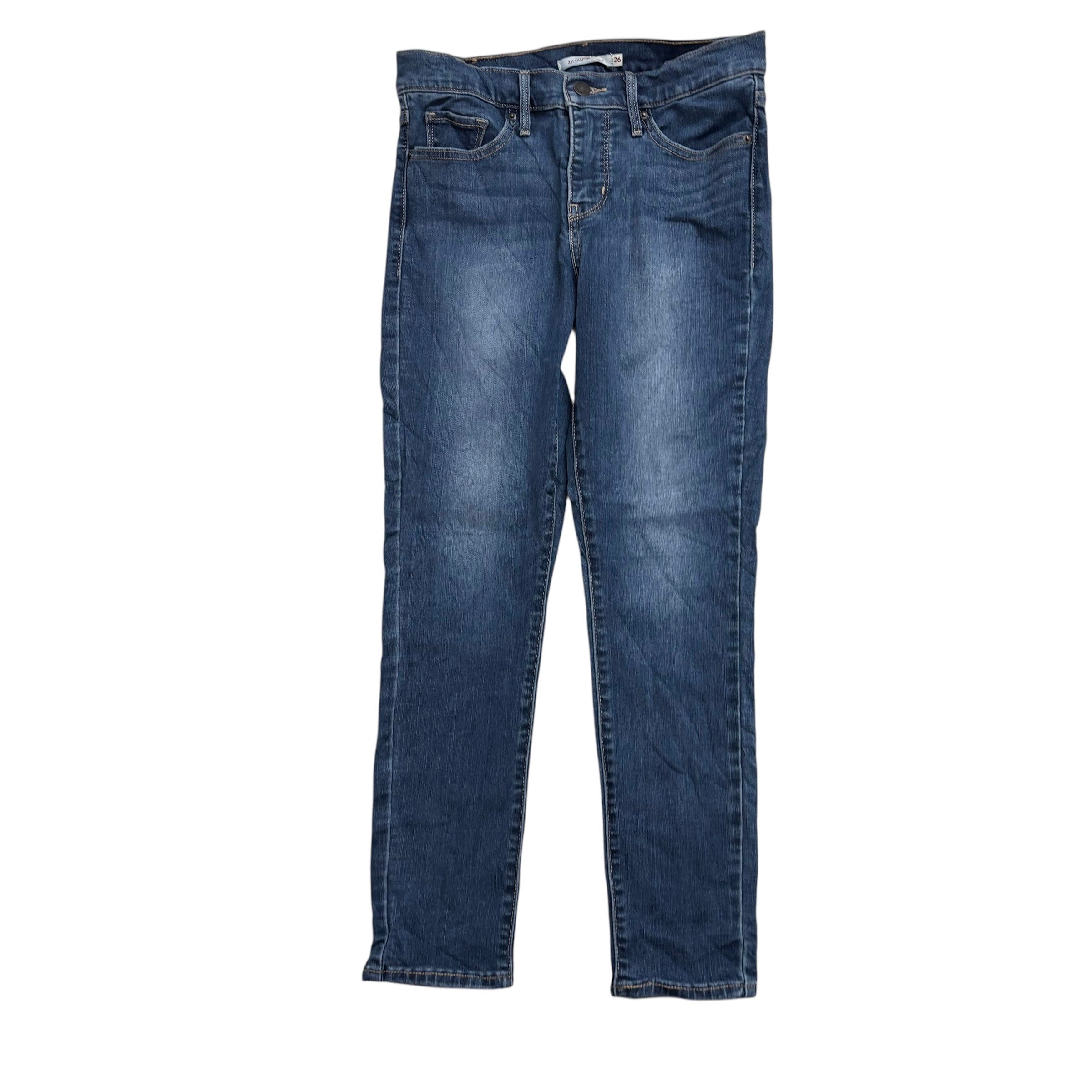 Levis 311 Jeans W26 L26 Womens Shaping Skinny Dark Blue Stretch Denim (E)