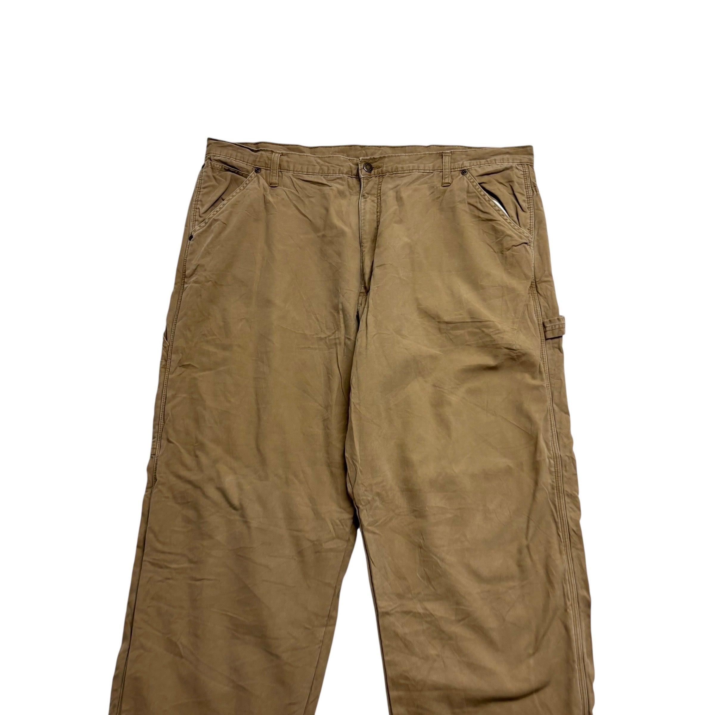 Wrangler Carpenter Pants W42 L29 Mens Tan Relaxed Straight Fit Trousers (E)