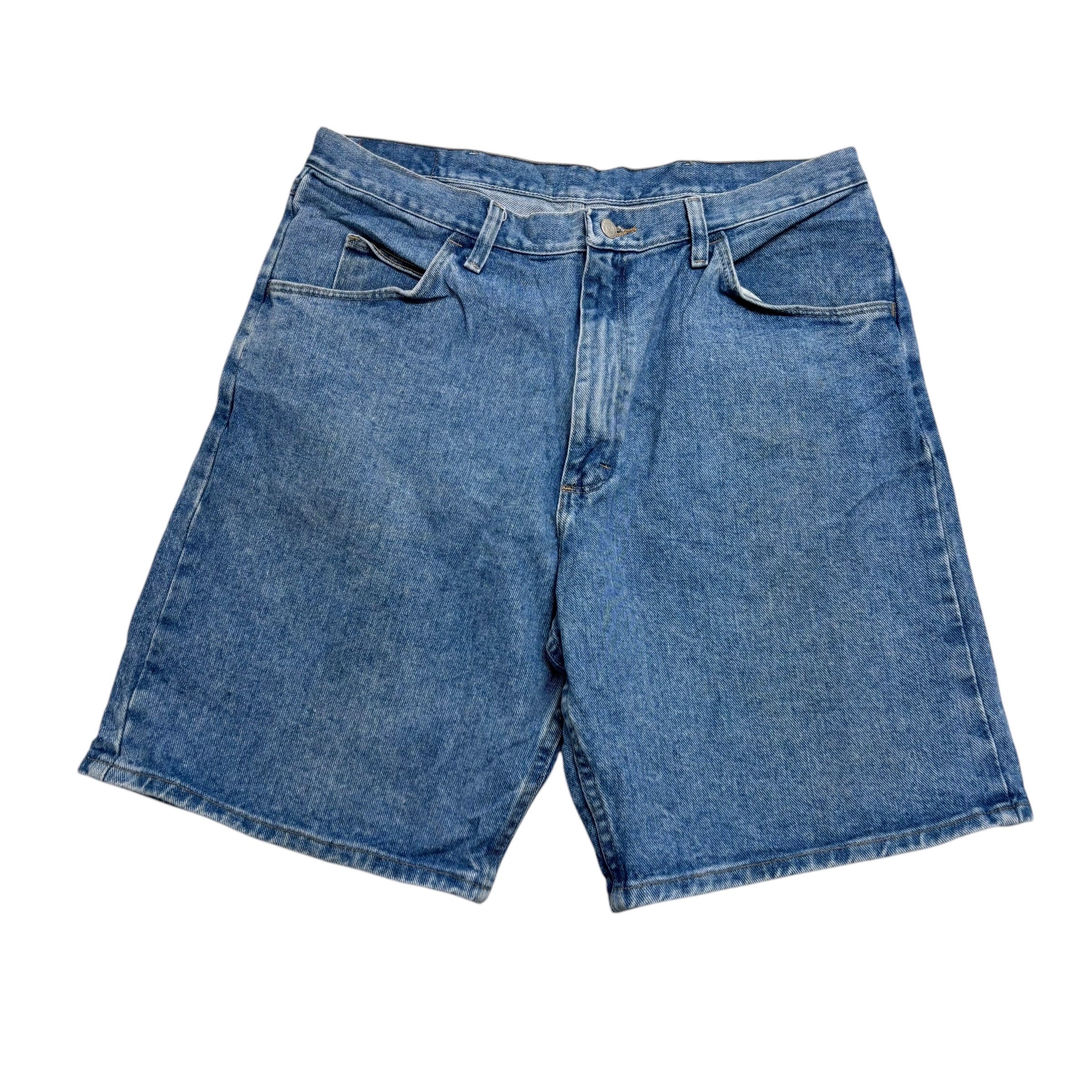 Vintage Wrangler Baggy Jorts W36 Mens Denim Shorts Light Blue Relaxed Fit