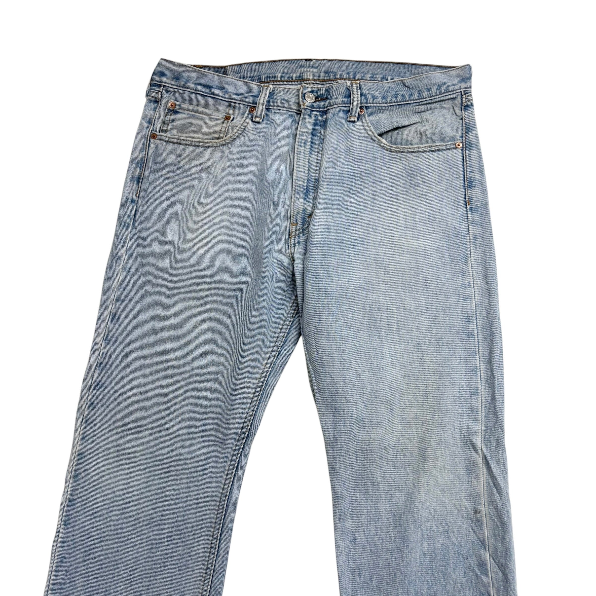 Levis 505 Jeans W36 L32 Mens Light Blue Regular Straight Fit Denim