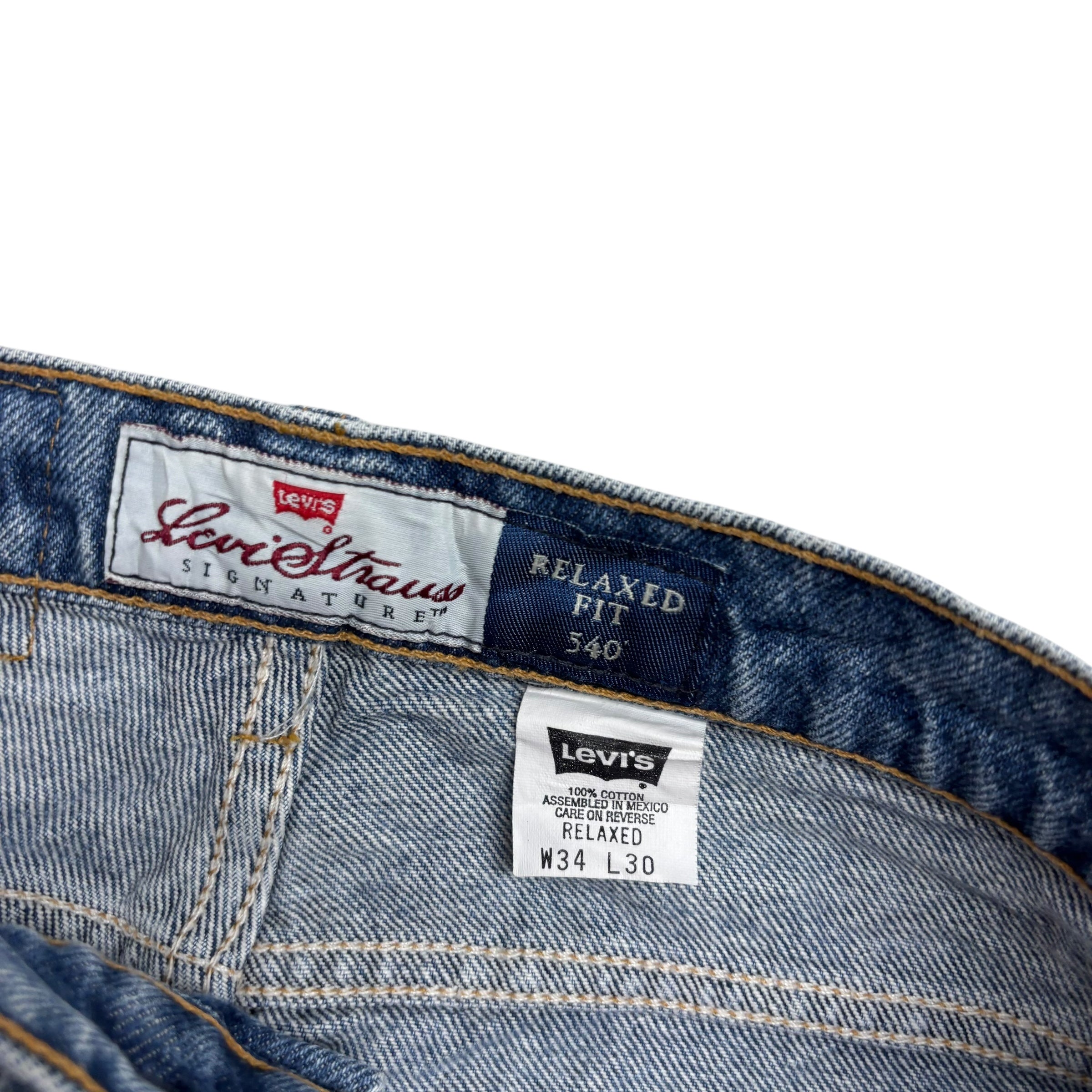 Levis 540 Jeans W34 L30 Mens Mid Blue Relaxed Straight Fit Vintage Denim (E)